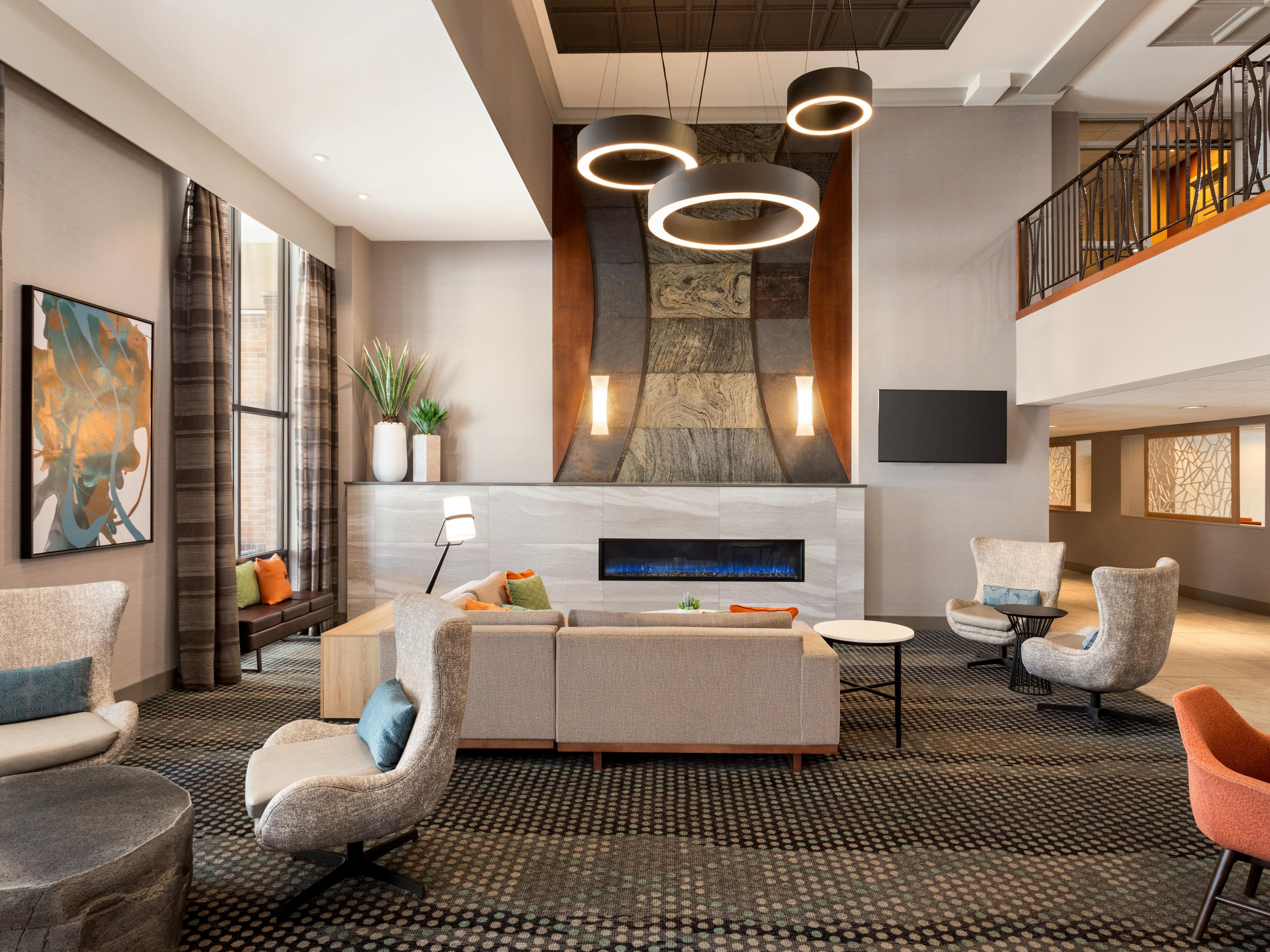 Our spacious lobby is the perfect place to relax after a busy day.