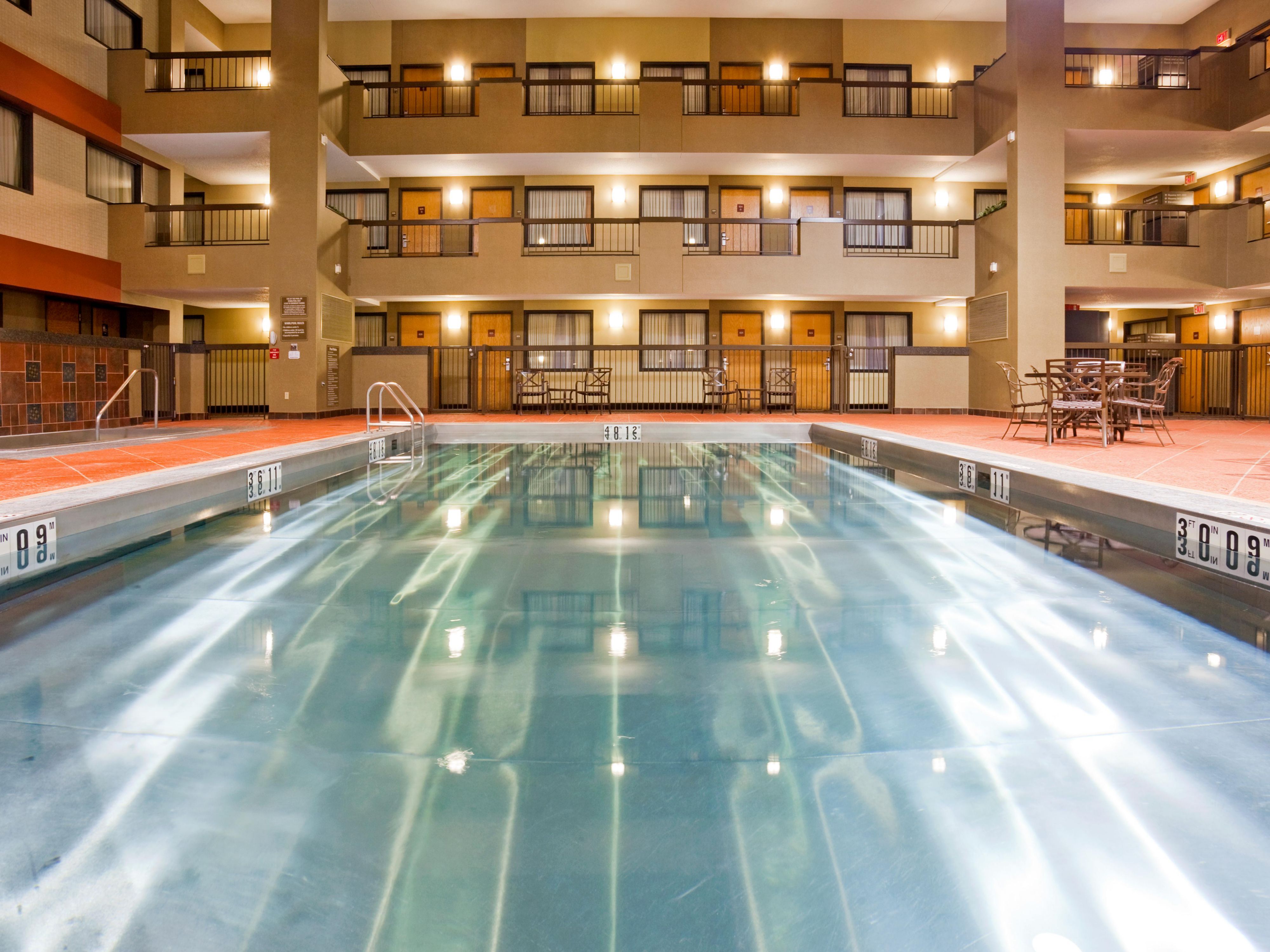  Energize your day with invigorating laps in our indoor pool, make a mid-afternoon splash, or enjoy a leisurely evening swim. Whatever you prefer, our indoor pool areas  are the perfect places to take a refreshing dip or relax poolside.