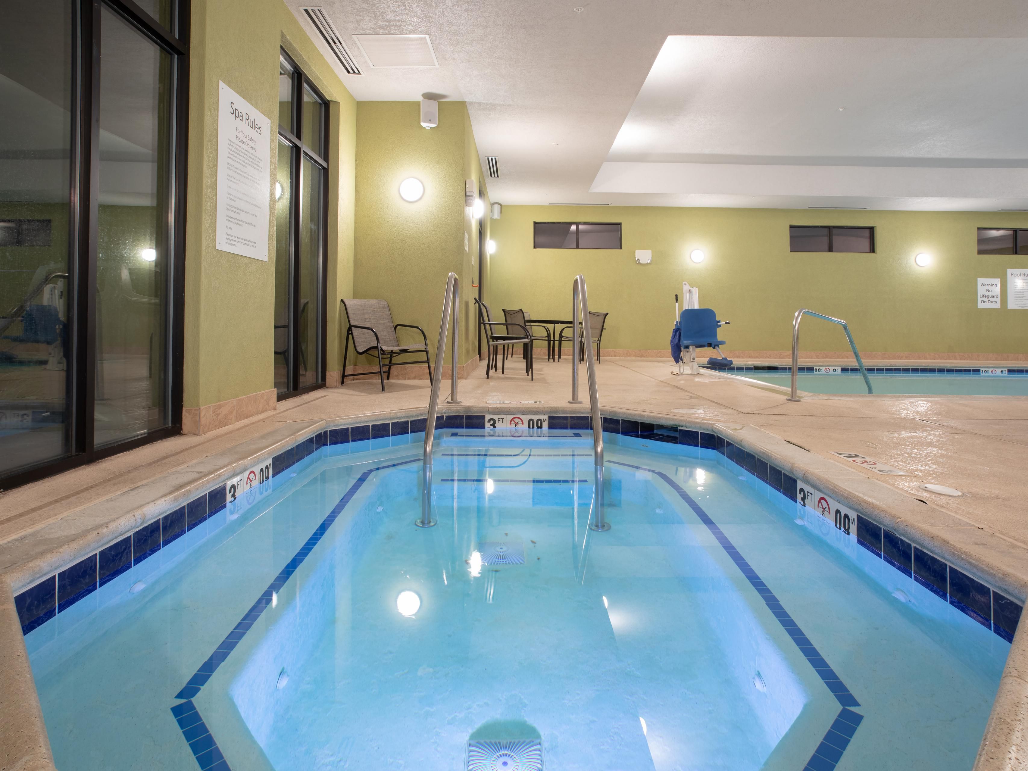 Relax after a day of sightseeing in our indoor hot tub.