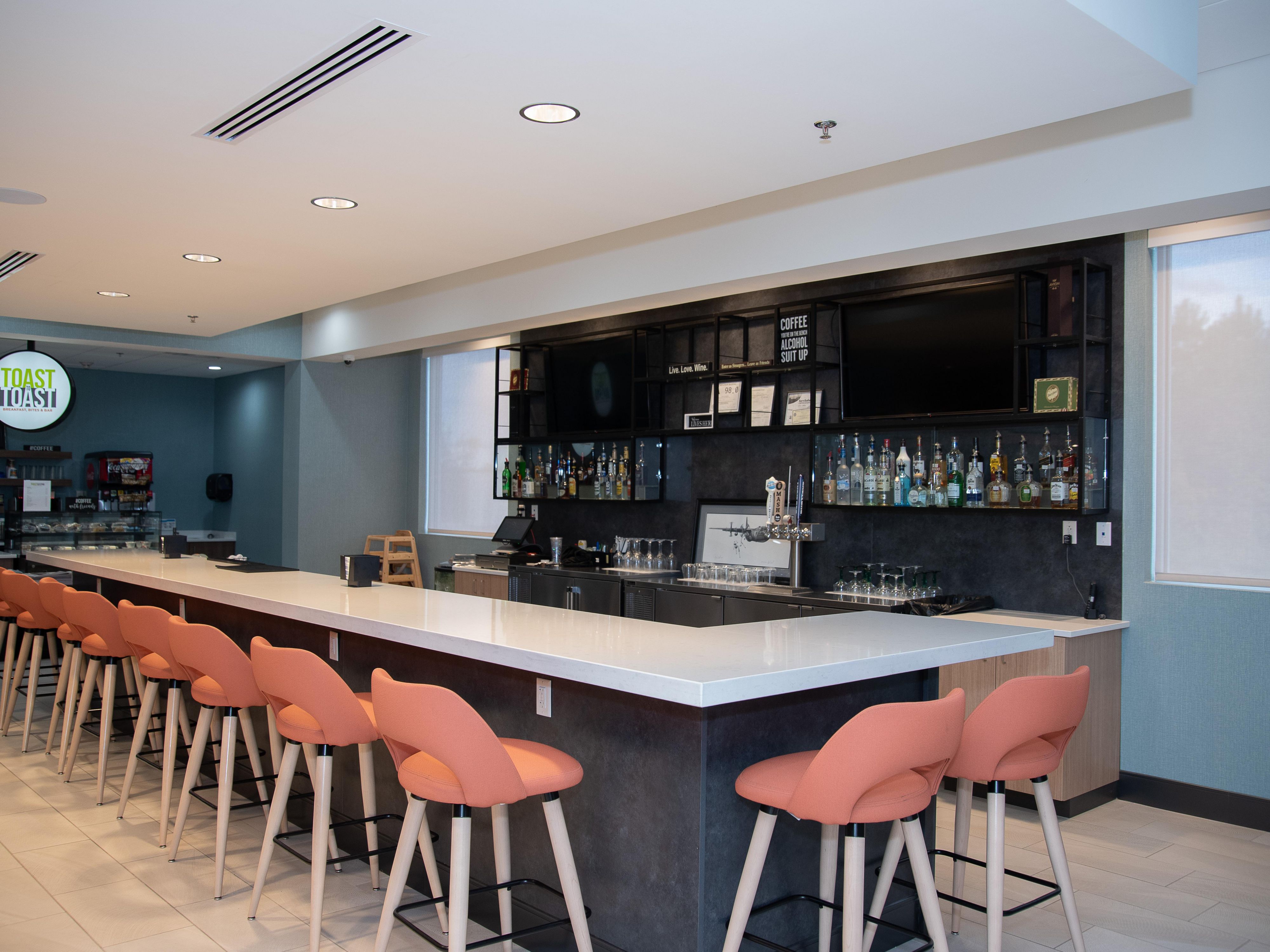 Our hotel amenities are open and available for use, including our on-site Restaurant Toast to Toast! We are following all requirements to protect the safety of our guests and staff.