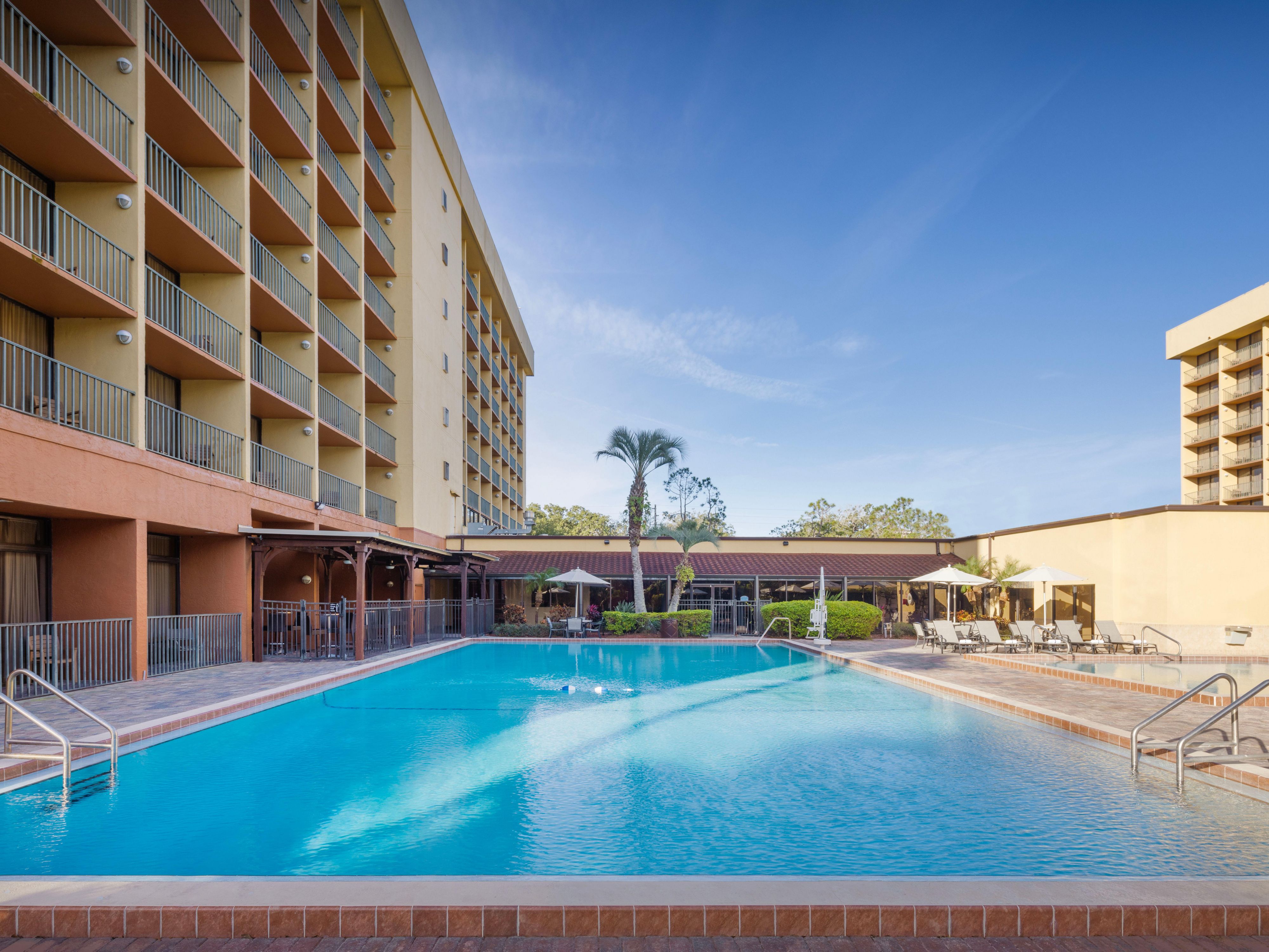 Take a dip in our outdoor pool or lounge poolside in the sun.