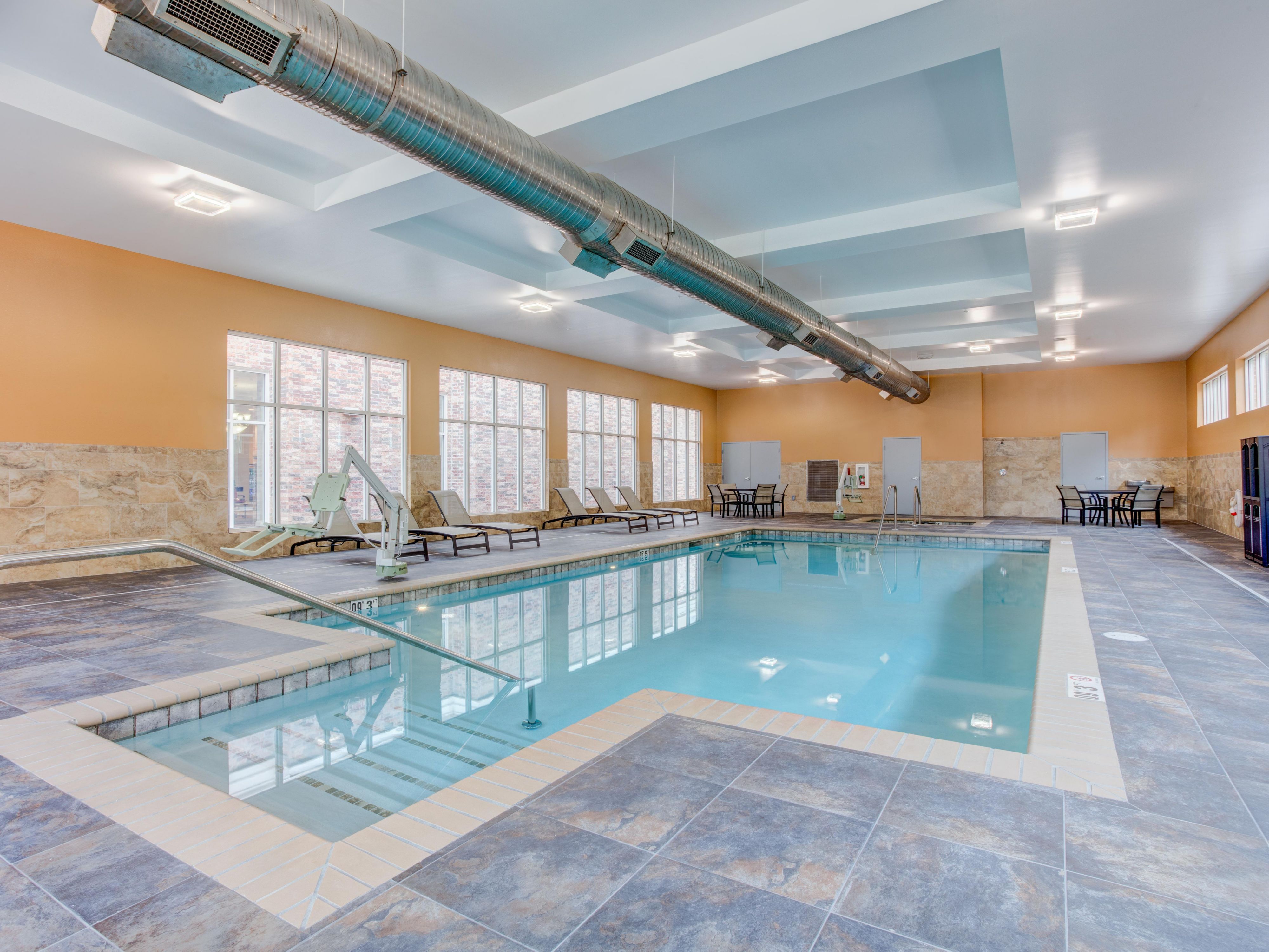 Relax in our indoor, heated swimming pool and jacuzzi.