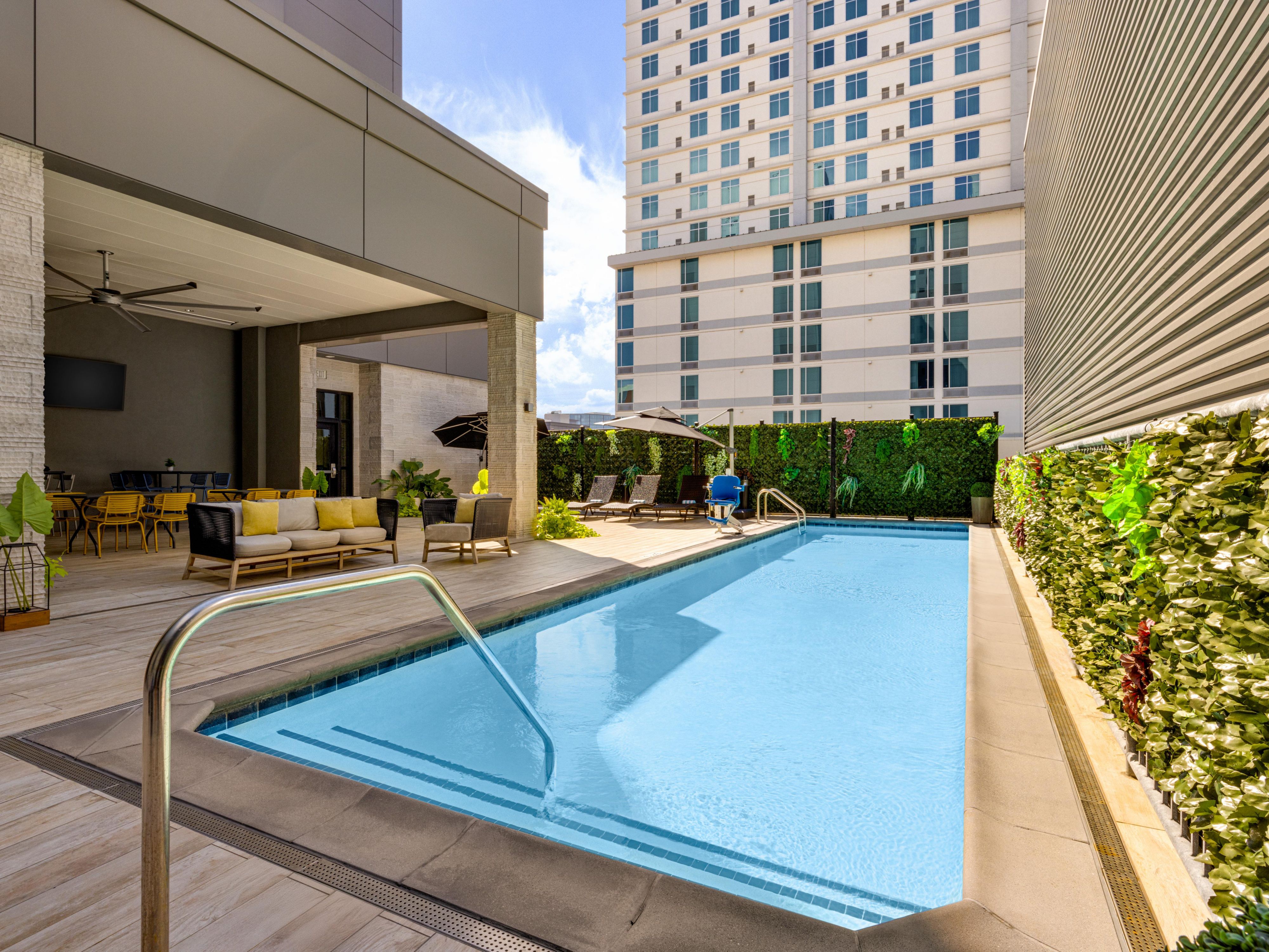 Relax after a long day in our seasonal swimming pool.