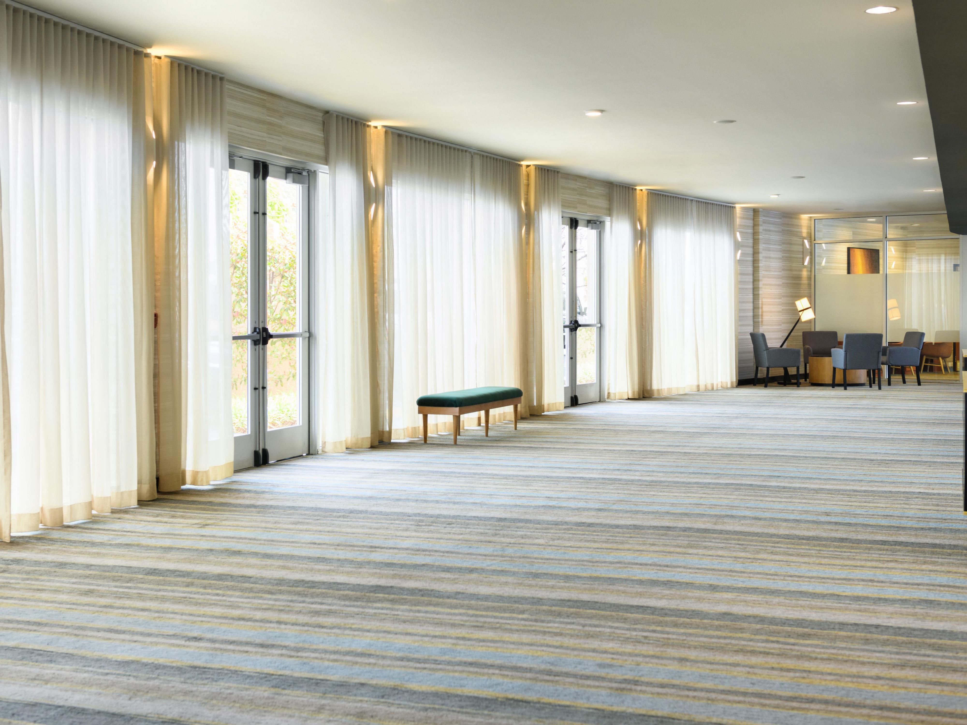 Our spacious ballroom foyer accommodates Registration, Reception or social gathering for your event; Trade-show Tables up to 10x8' Tables.