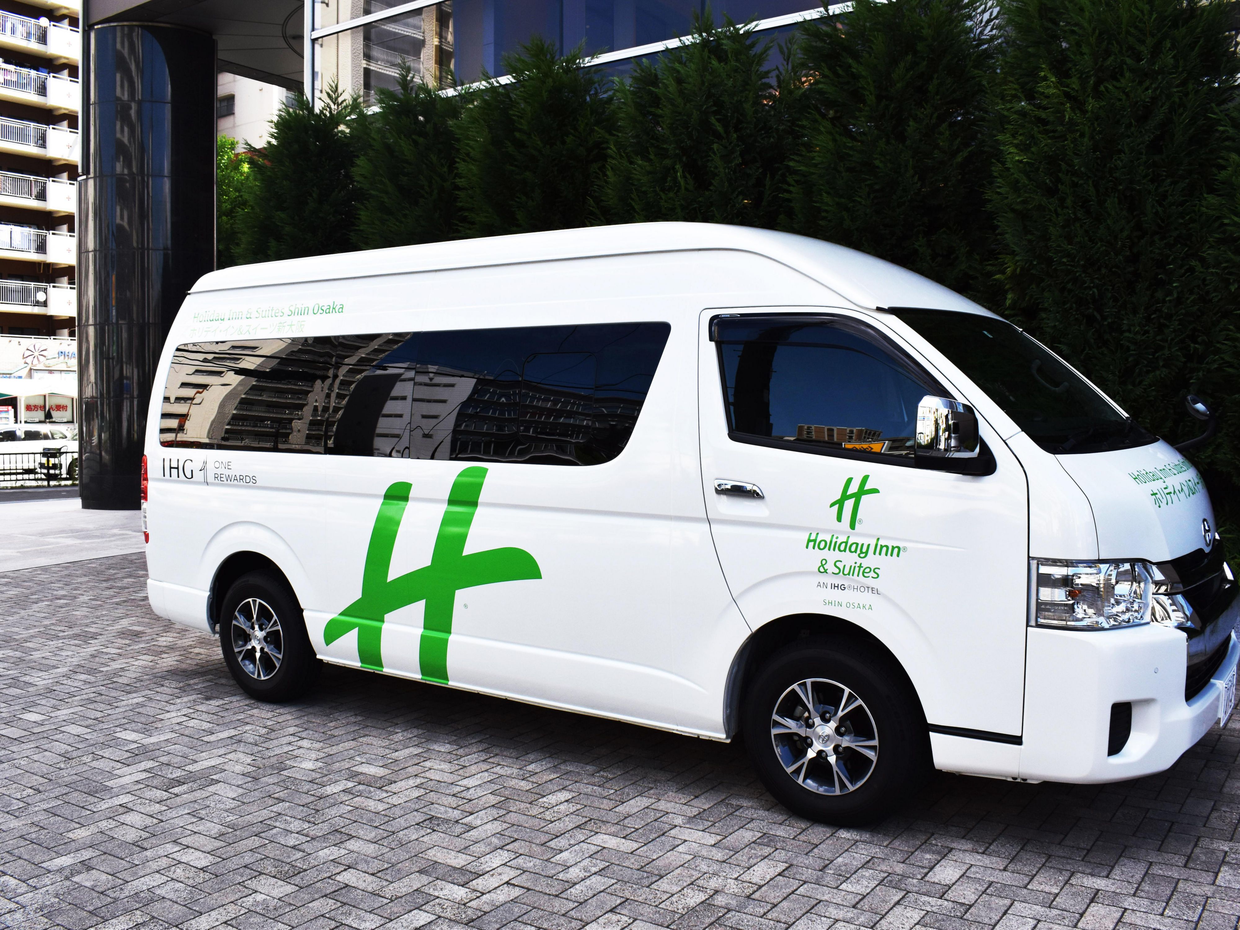Complimentary shuttle runs from and to Shin-Osaka Station. Runs every 20 minutes between 7am (at Hotel) and 9:30pm (at the station), except 12:30pm-2pm. 10minutes trip Max.9 persons. September 1, 2024 boarding and alighting locations changed. Please check "Learn More".