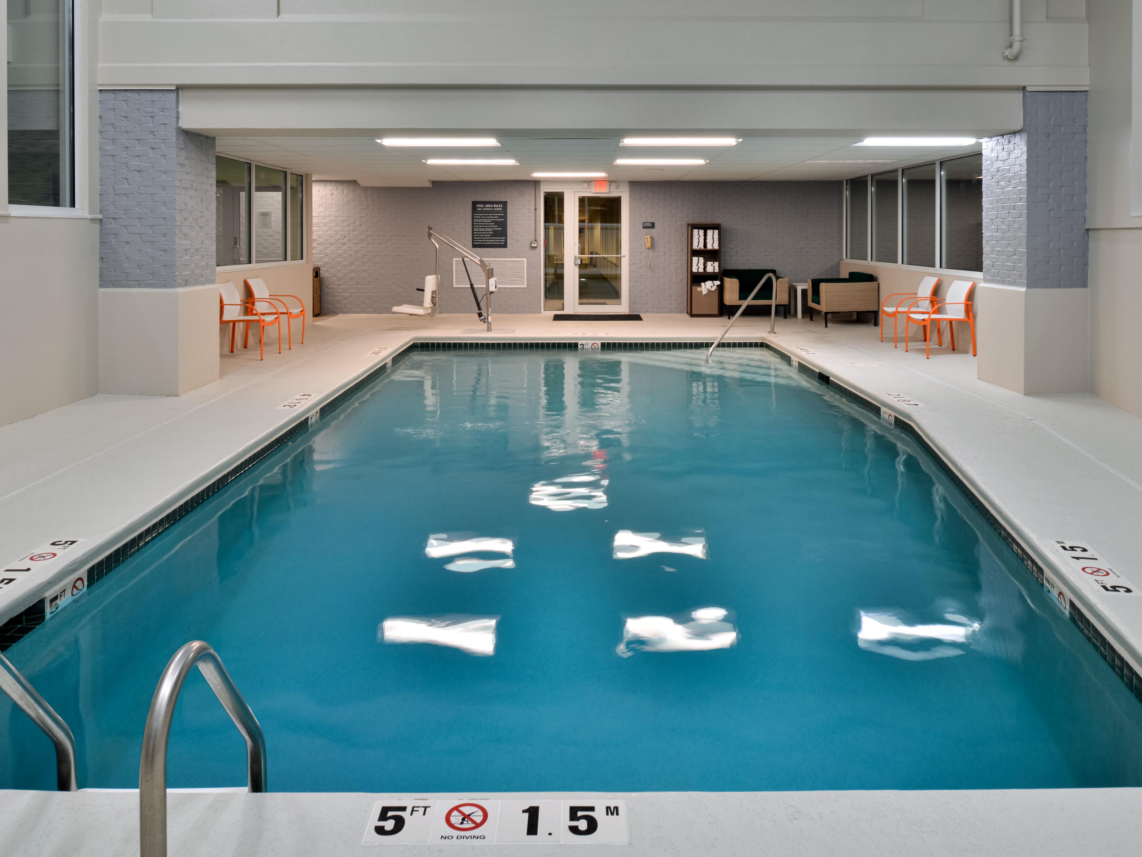 Relax and unwind in our heated indoor pool. 