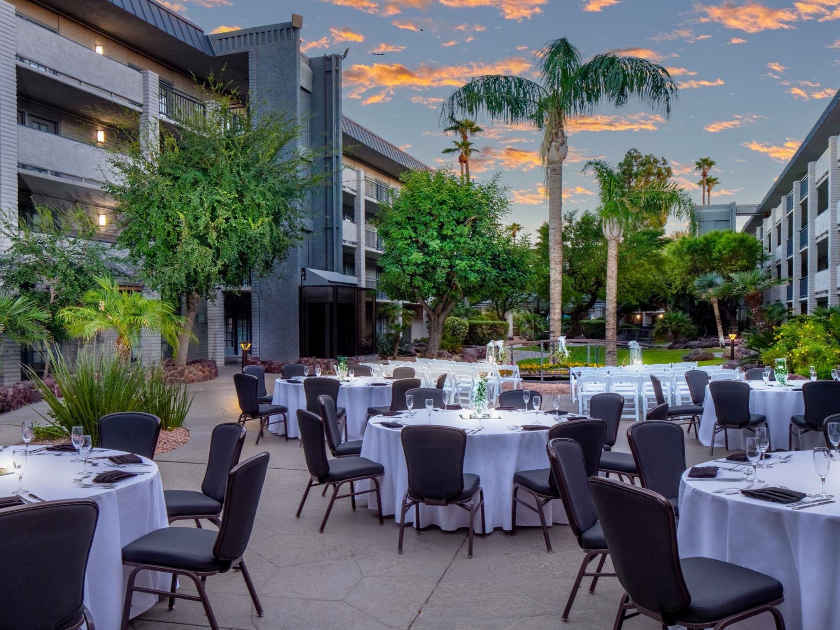 We feature multiple spaces to help you host your next event! We can accommodate events large and small with plenty of parking and a lush courtyard garden to relax. 