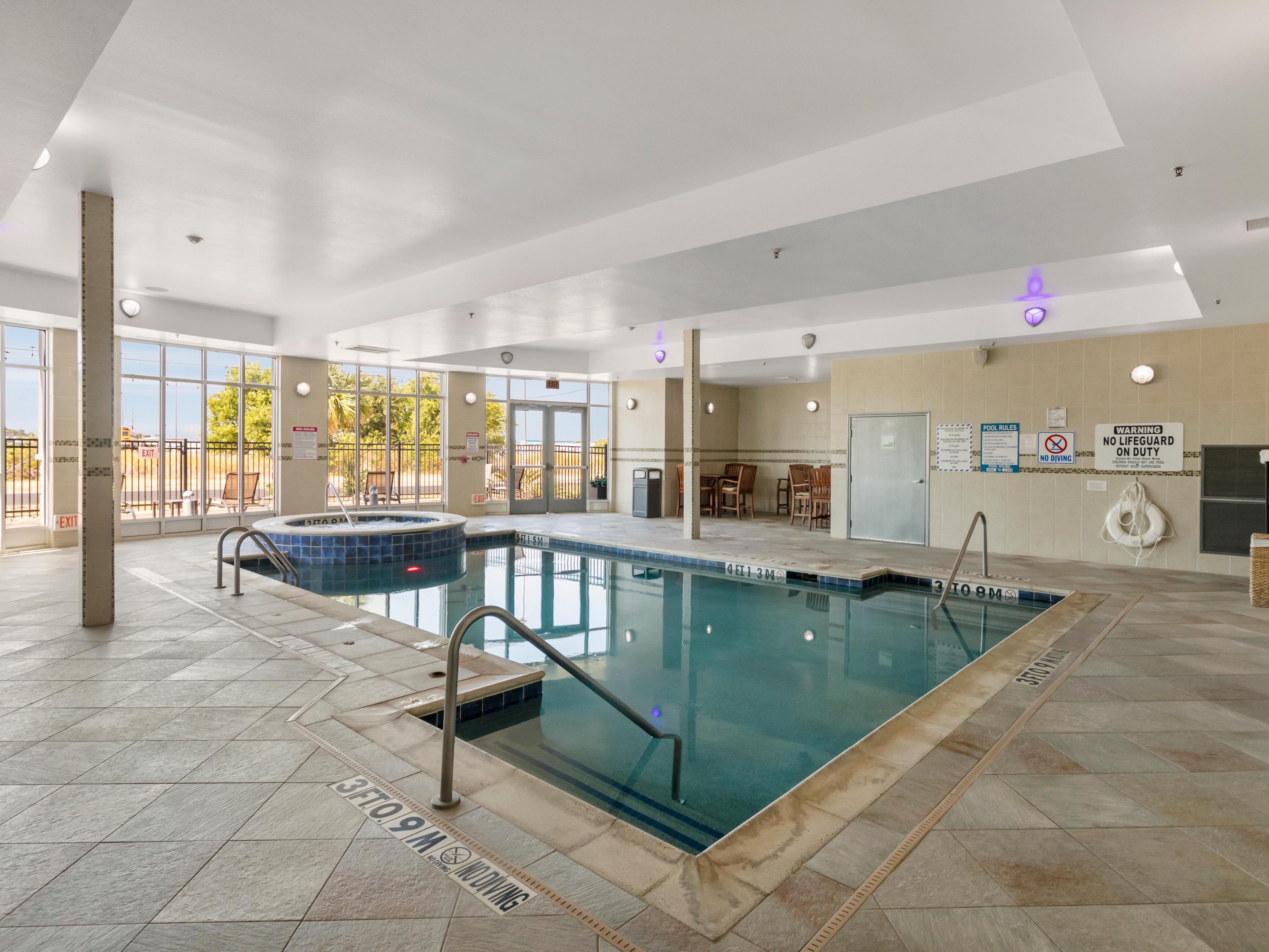 Regardless of the season, it is always the perfect season to relax in our indoor pool, whirlpool tub, or sauna. Guests of our hotel may enjoy these amenities daily from 6:00 AM to 10:00 PM.  