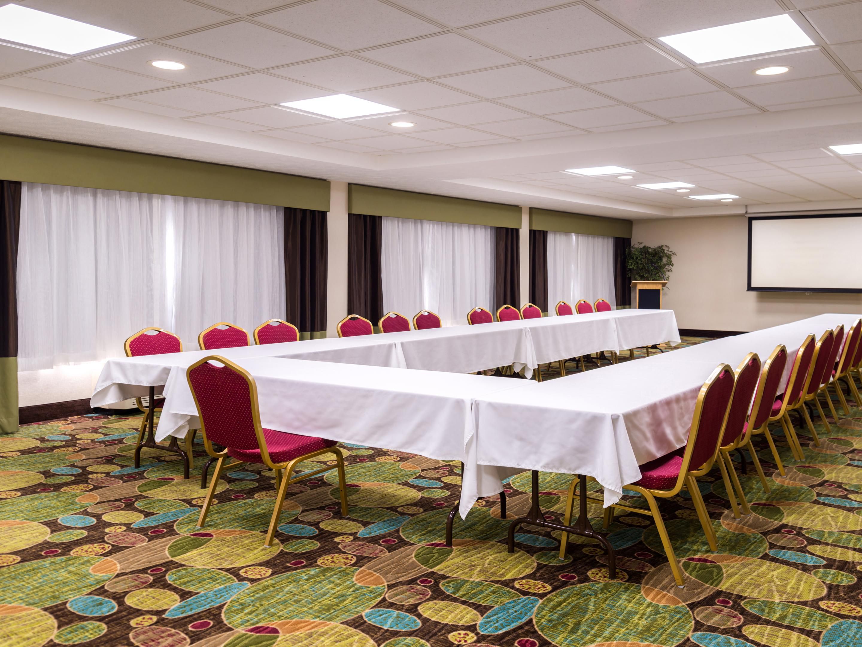 With nearly 2,400 square feet of meeting space we can more than accommodate your next meeting, function or event. Our largest meeting space has a capacity of up to 80 people. Email us today to request a tour of our facilities or to book an event. You may also contact Monet or Toni at 586-573-7600.