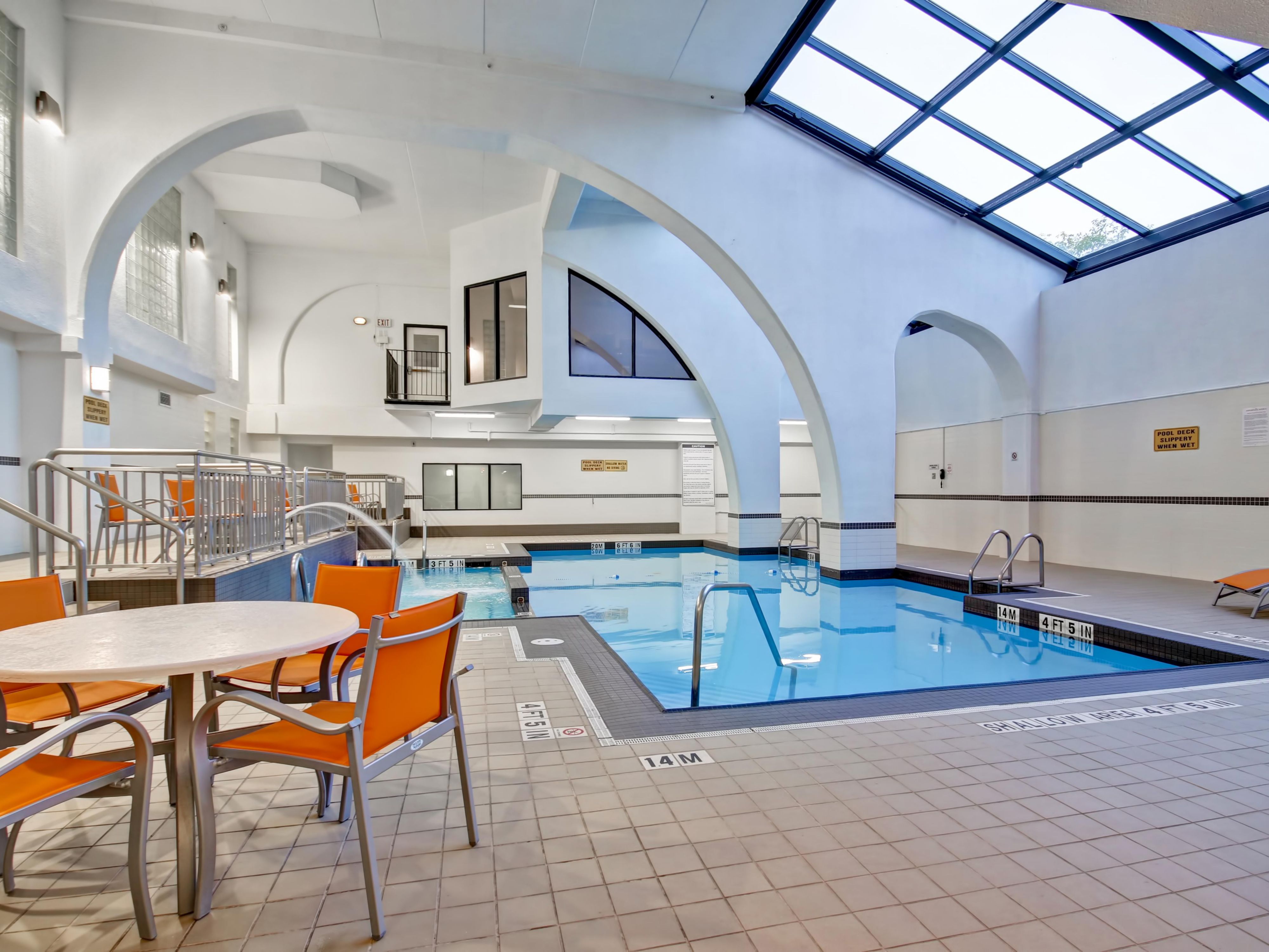 At the Holiday Inn & Suites you will find the best Salt Water Indoor Pool and Hot Tub in the City.