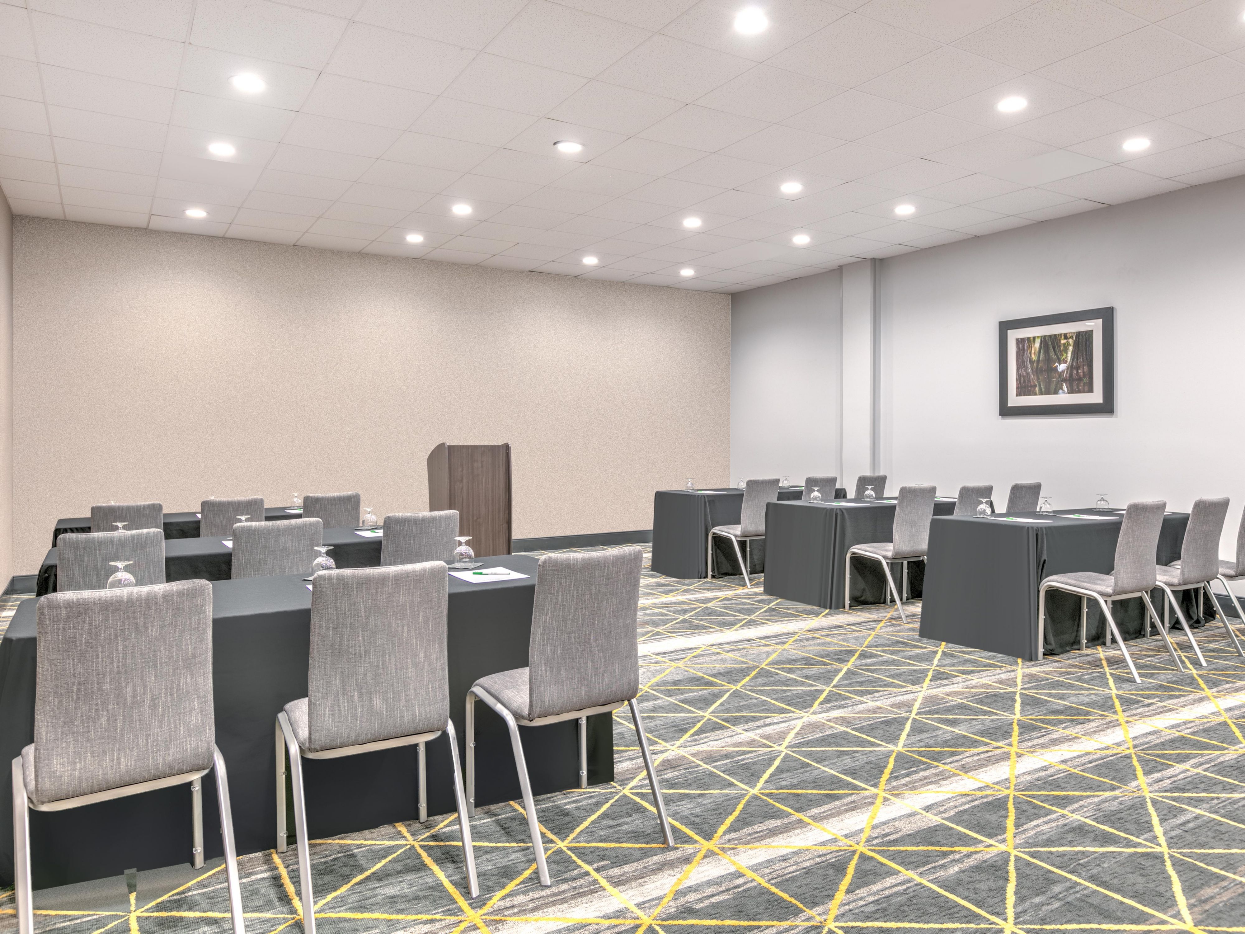 4,000 sq. ft. of banquet space and in-house catering available with everything you need in one hotel. Your guests will love the large parking lot, warm atmosphere, and comfortable rooms. State-of-the-art AV can enhance your meeting or training experience. 
