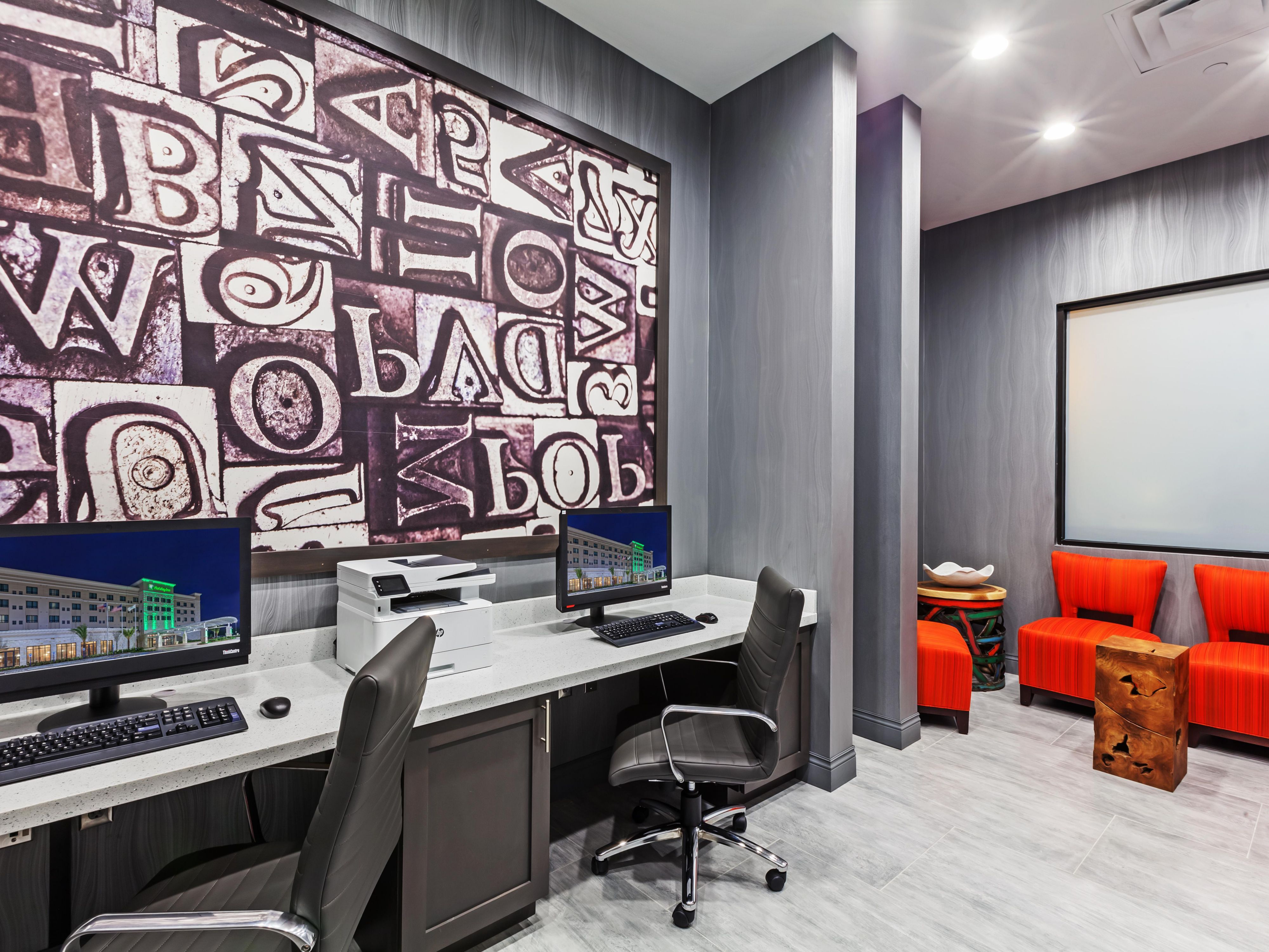 Holiday Inn Houston NE offers two computers & flight board