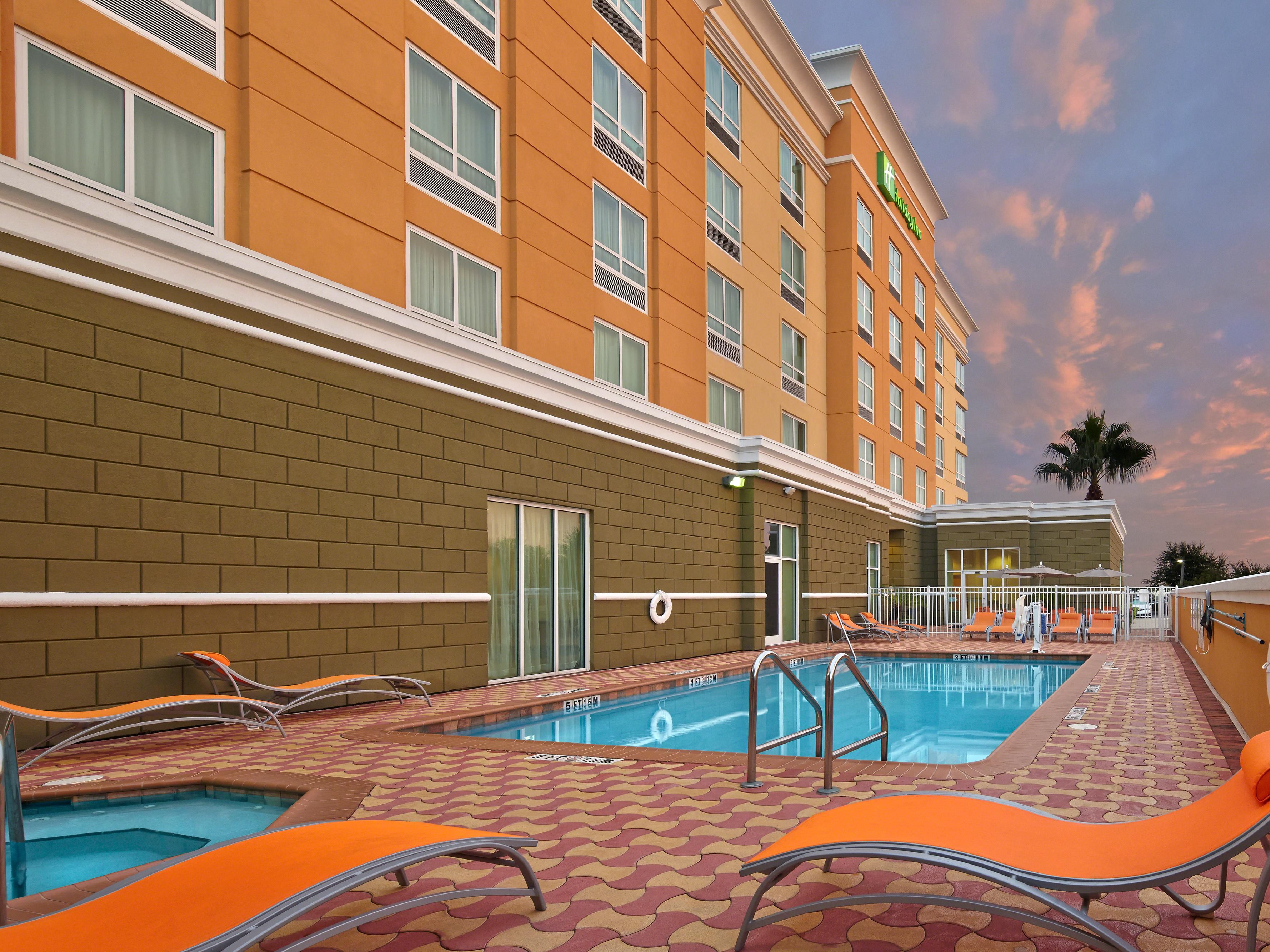 Bask in the Florida sun in our outdoor pool and patio while staying in Jacksonville.