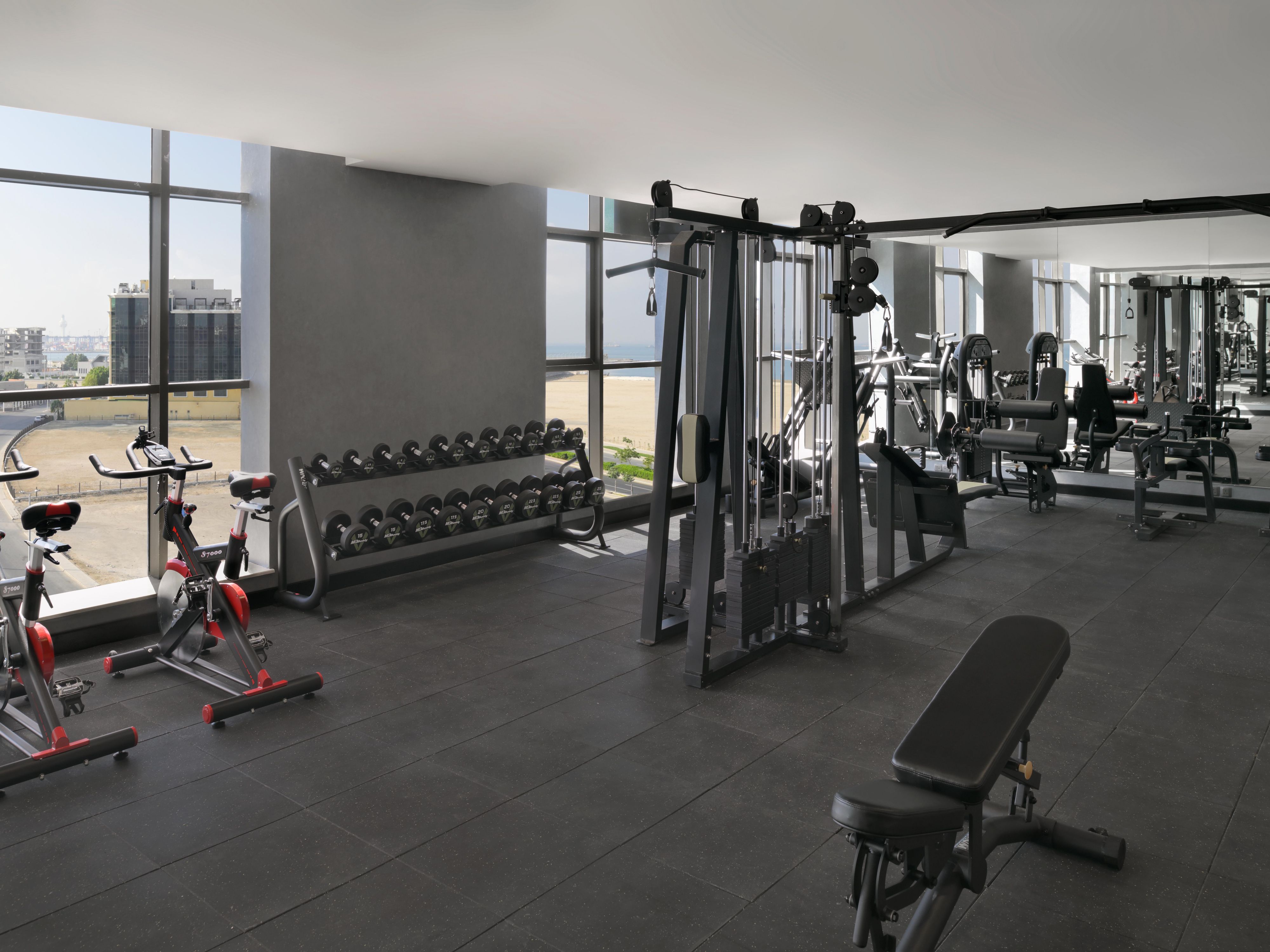 Keep up with your fitness routine in our fully-equipped gym