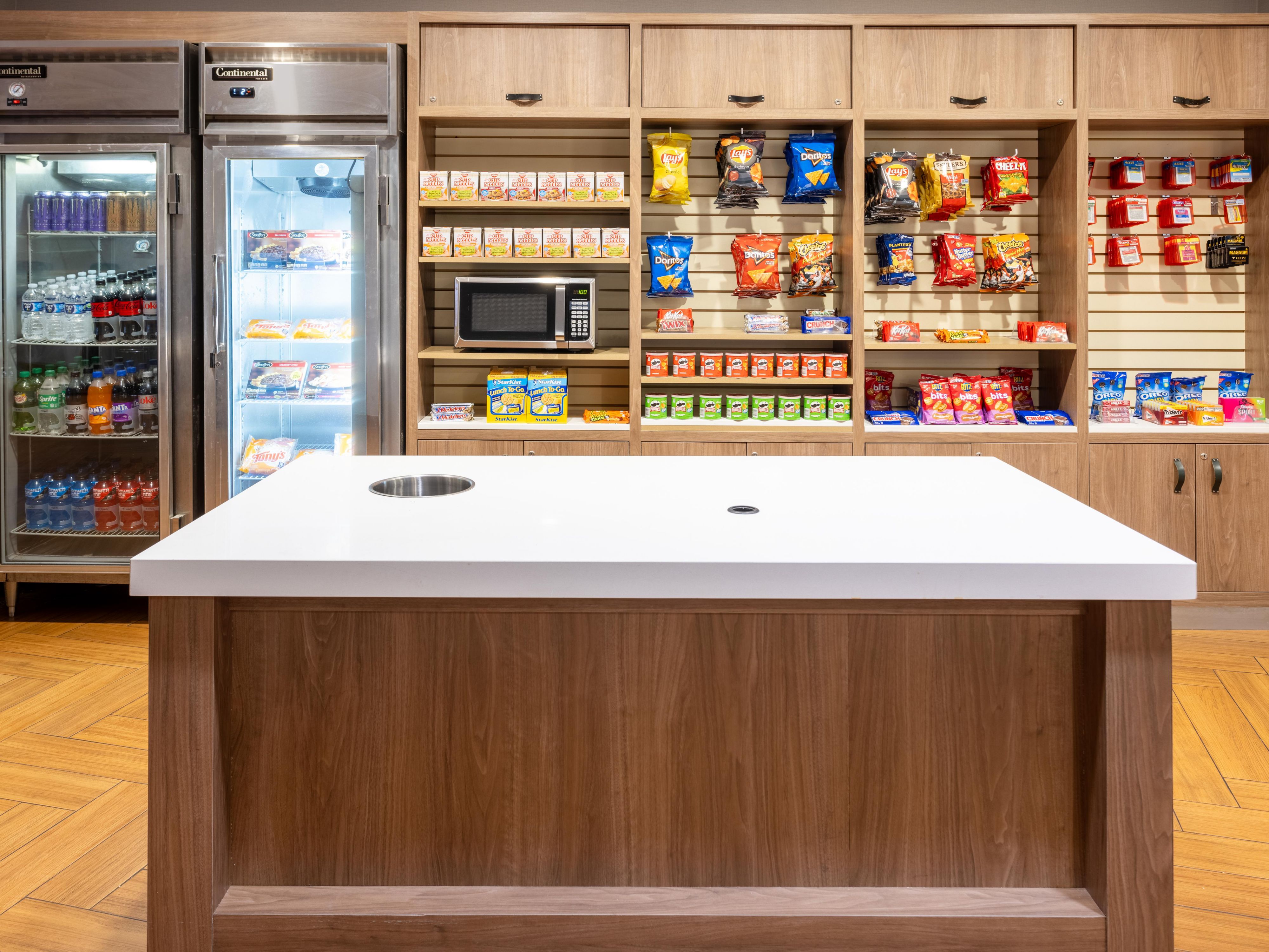 Grab a drink or snack to go in our Market