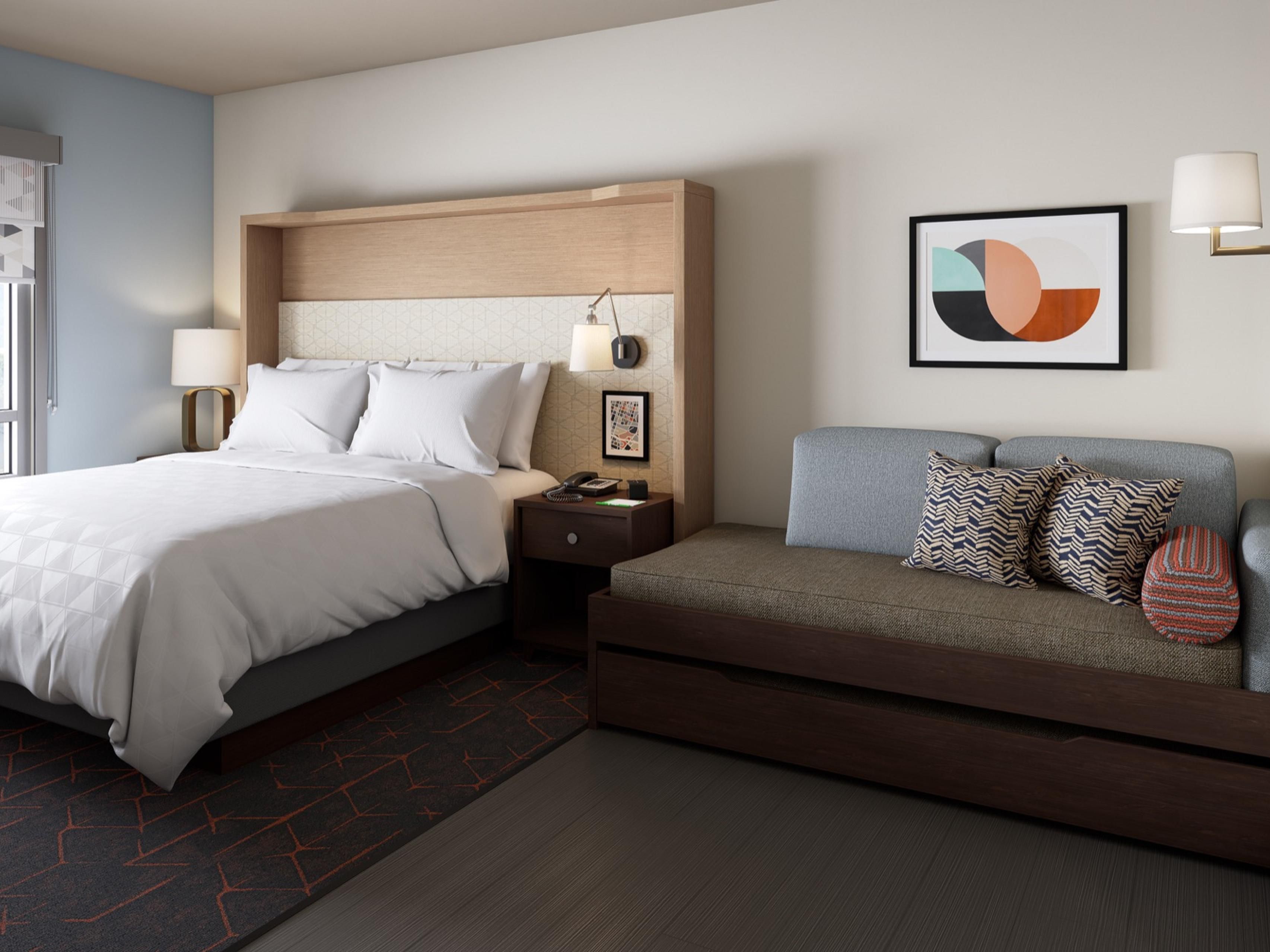 Upgrade your stay, in our 2 room king suite, sleeps 6.