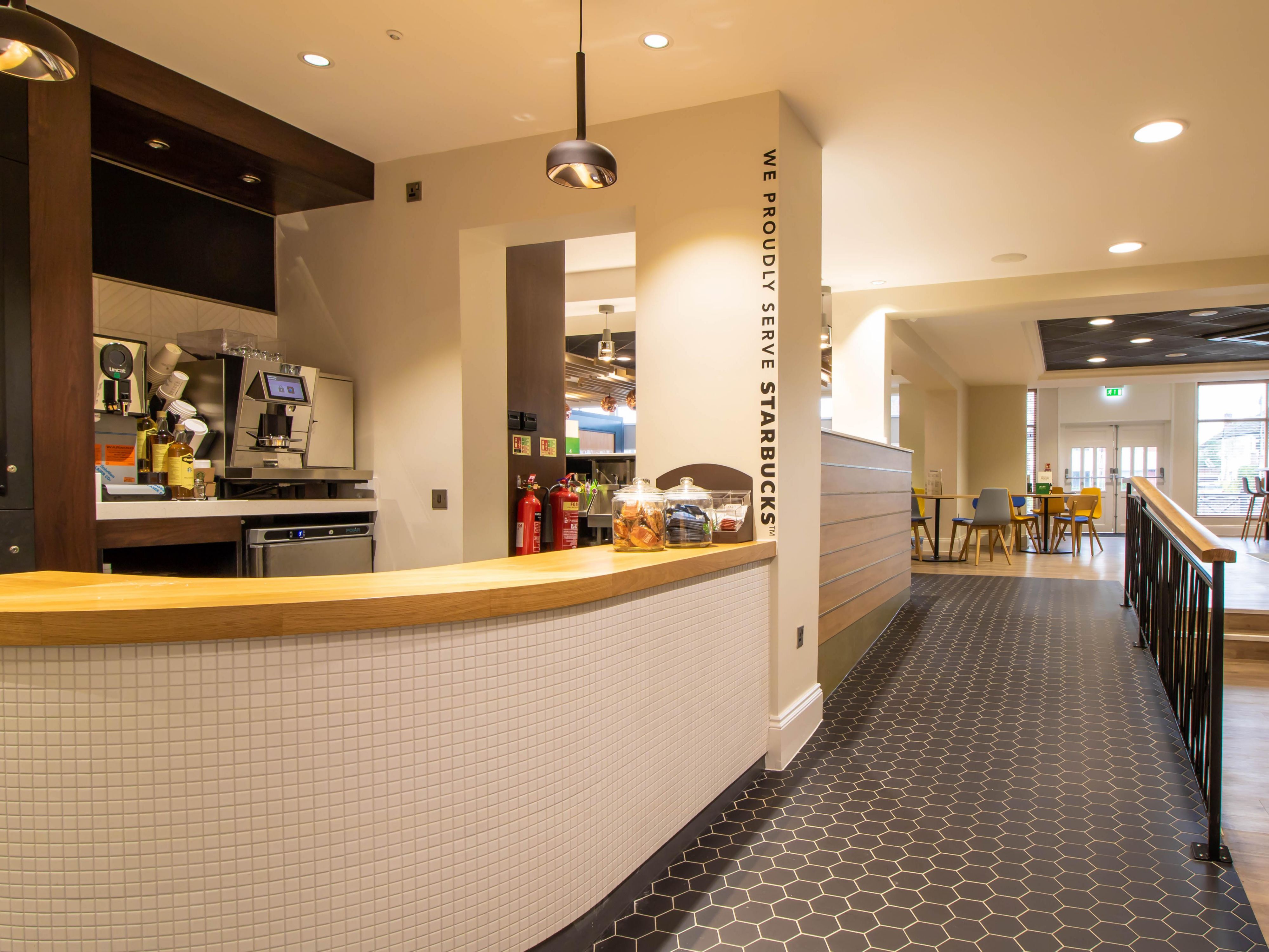 Perk yourself up at our Starbucks Coffee Bar. Open 24 hours per day, seven days per week.