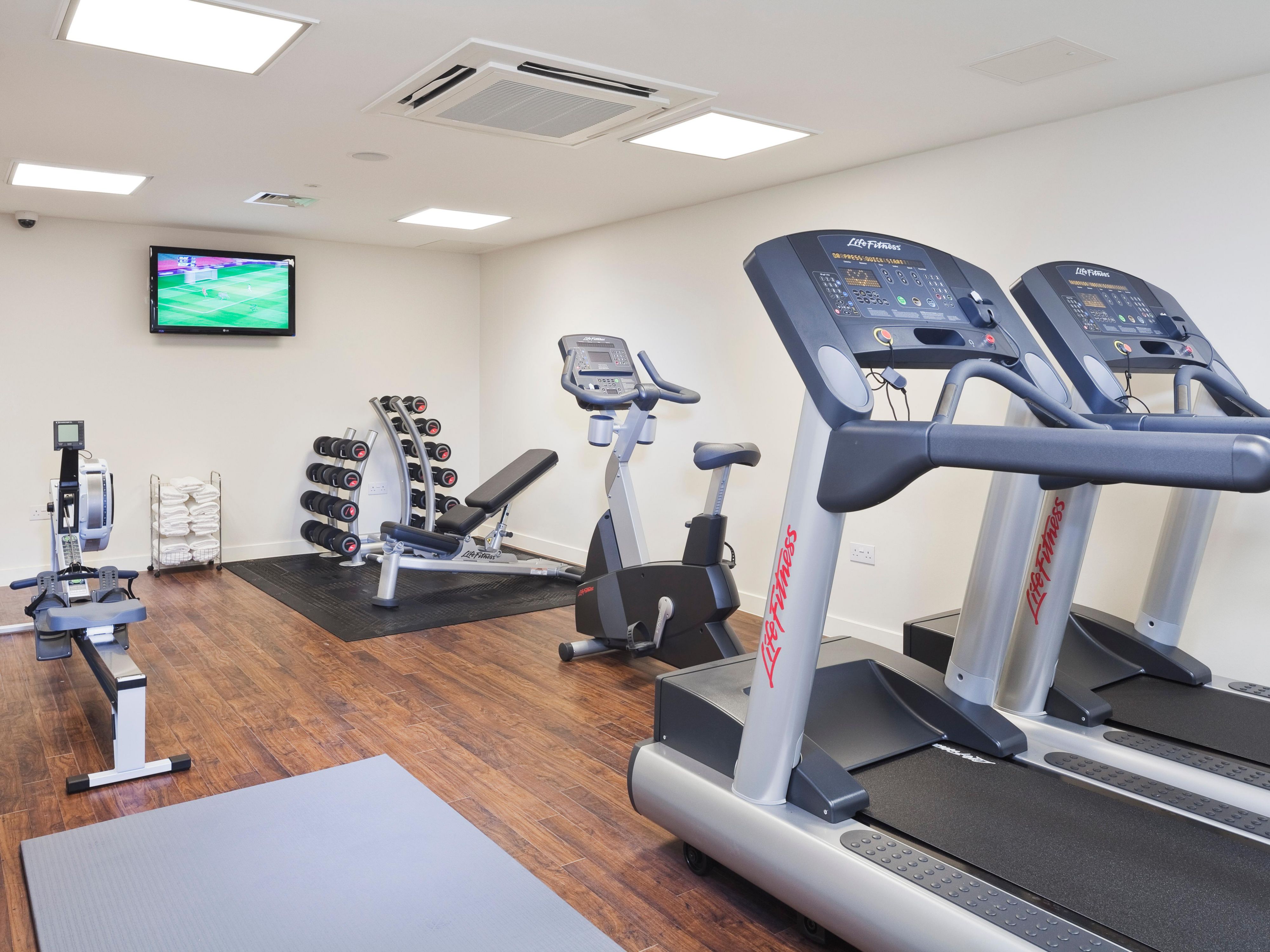 Continue your workout regimen in our fitness center.