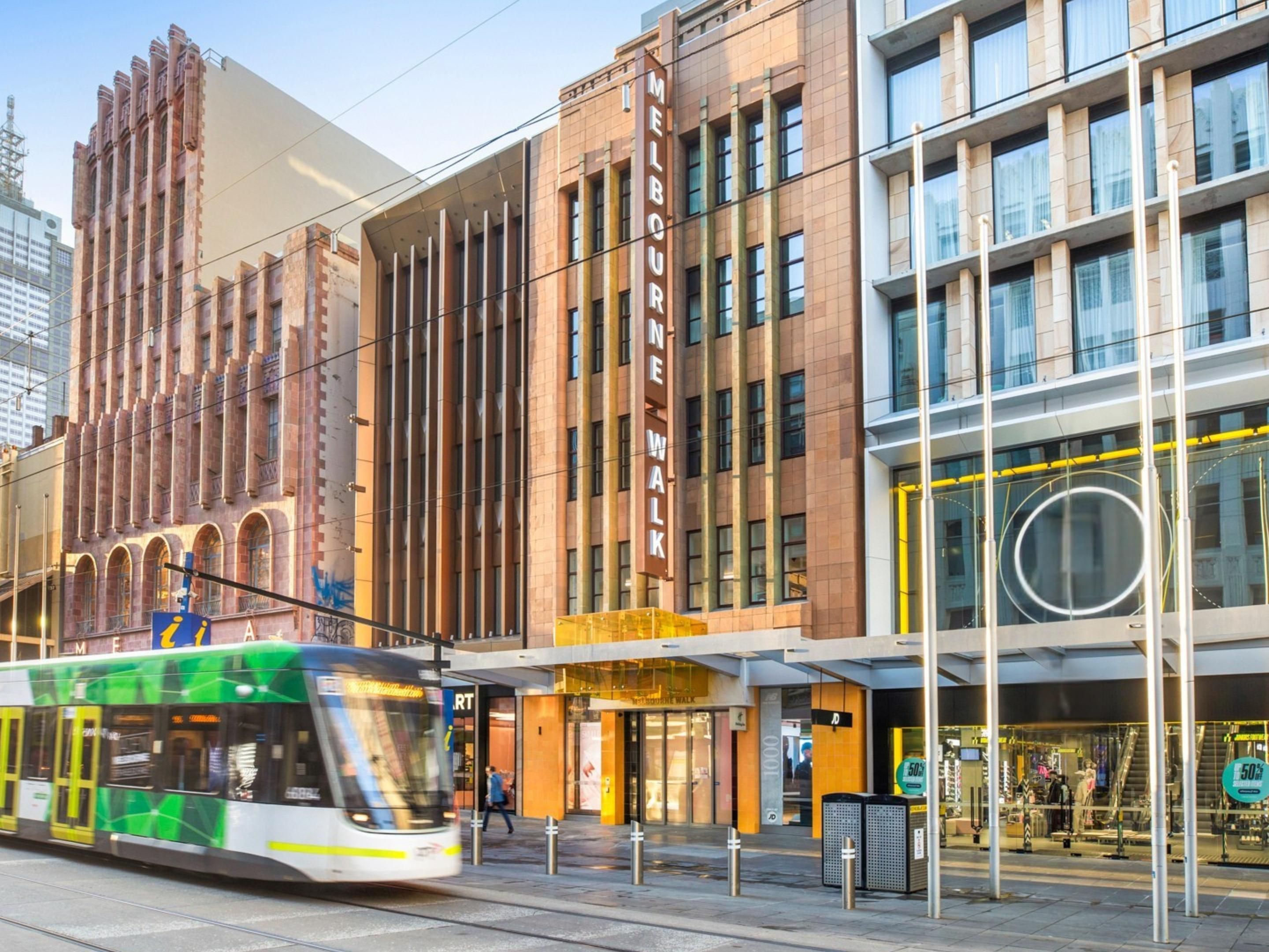 The hotel is located within the newly opened Melbourne Walk on Bourke Street Mall. Discover shopping, dining, and entertainment for all ages with exciting new stores like Popmart and JD. This redevelopment blends Melbourne’s rich history with a striking skylight arcade and restored heritage façades, creating the ultimate CBD shopping destination.