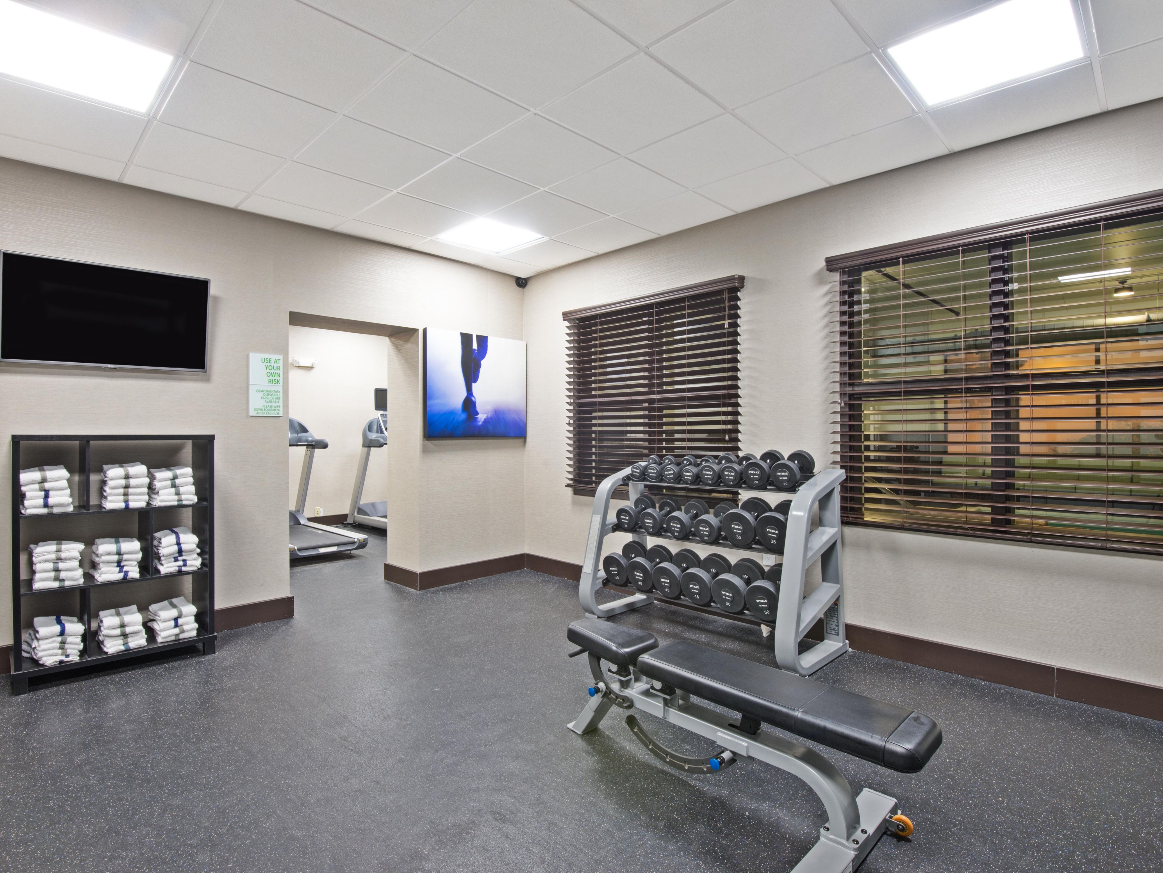 Whether you prefer an invigorating morning workout or like to work off stress at the end of the day, our 24-hour Fitness Center is available around the clock. Fully equipped for cardio and strength training, our state-of-the-art facility provides a comprehensive and rewarding workout experience.