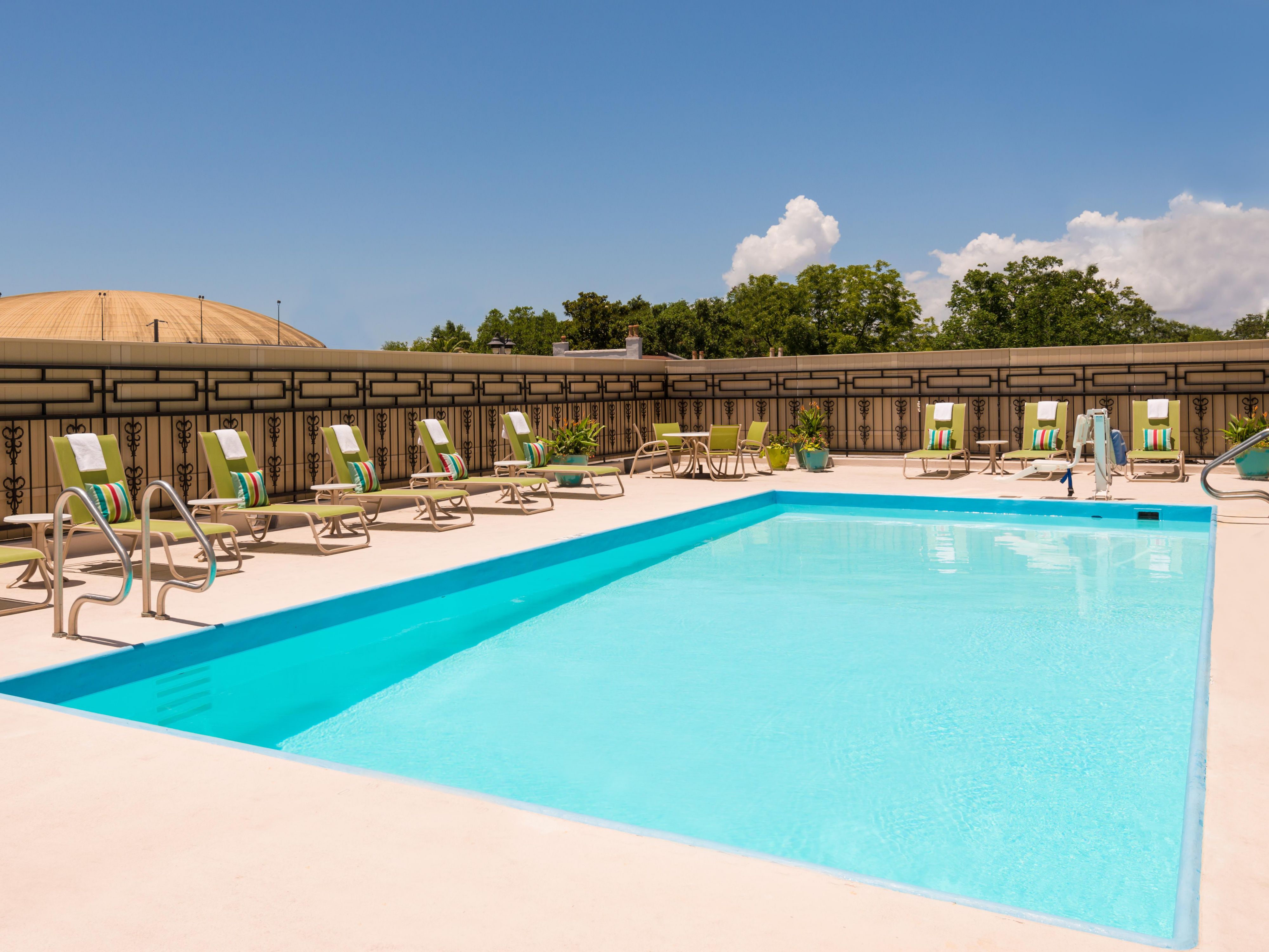 Start your morning with invigorating laps, make a mid-afternoon splash, or enjoy a leisurely evening swim in our sparkling outdoor pool. Whether you like to lounge poolside and soak in the sun or plunge into the refreshing water, our pool is the perfect place for relaxation and recreation. Pool hours are from 9:00 AM to 9:00 PM.