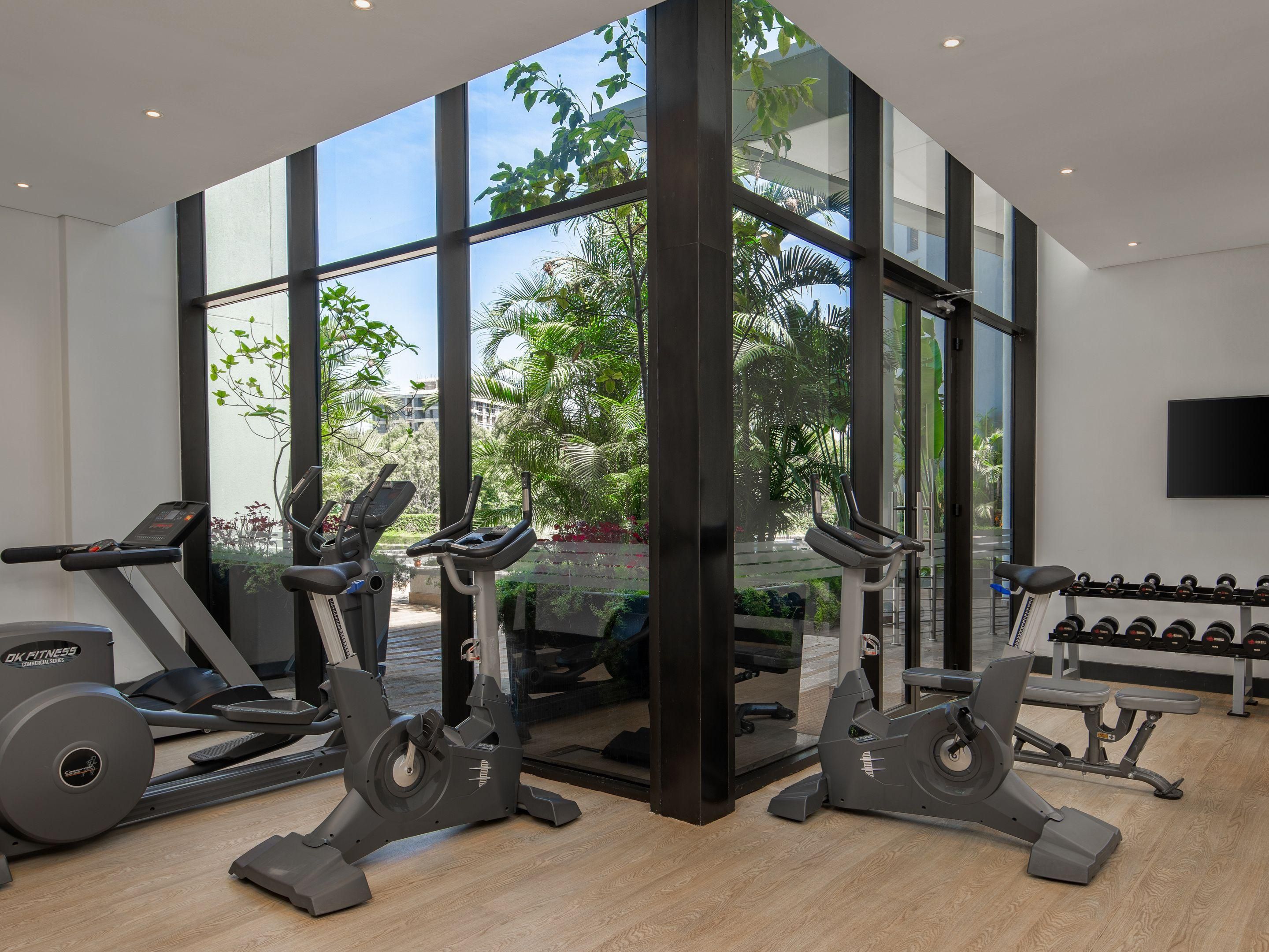 Step into our spacious fitness centre and feel instantly at ease, knowing your well-being is our top priority. Whether you're a fan of cardio or calisthenics training, our equipment – from treadmills to weights – is maintained meticulously for our in-house guests. Unroll a yoga mat, sip complimentary water, and savour a delightful 'me time' moment.