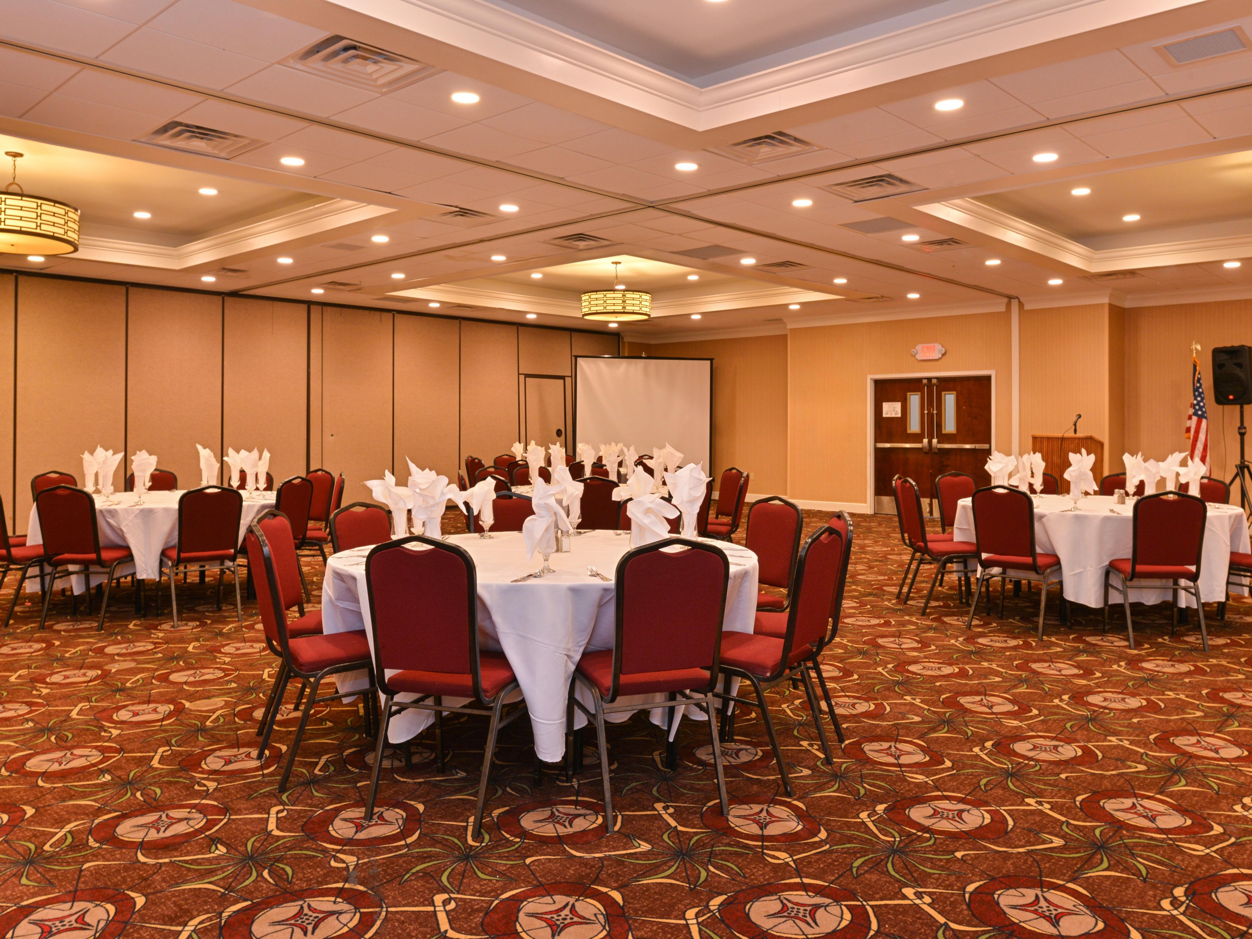 We are here for you! Host your larger events in our ballroom. Don't need that much space? We have a board room as well!