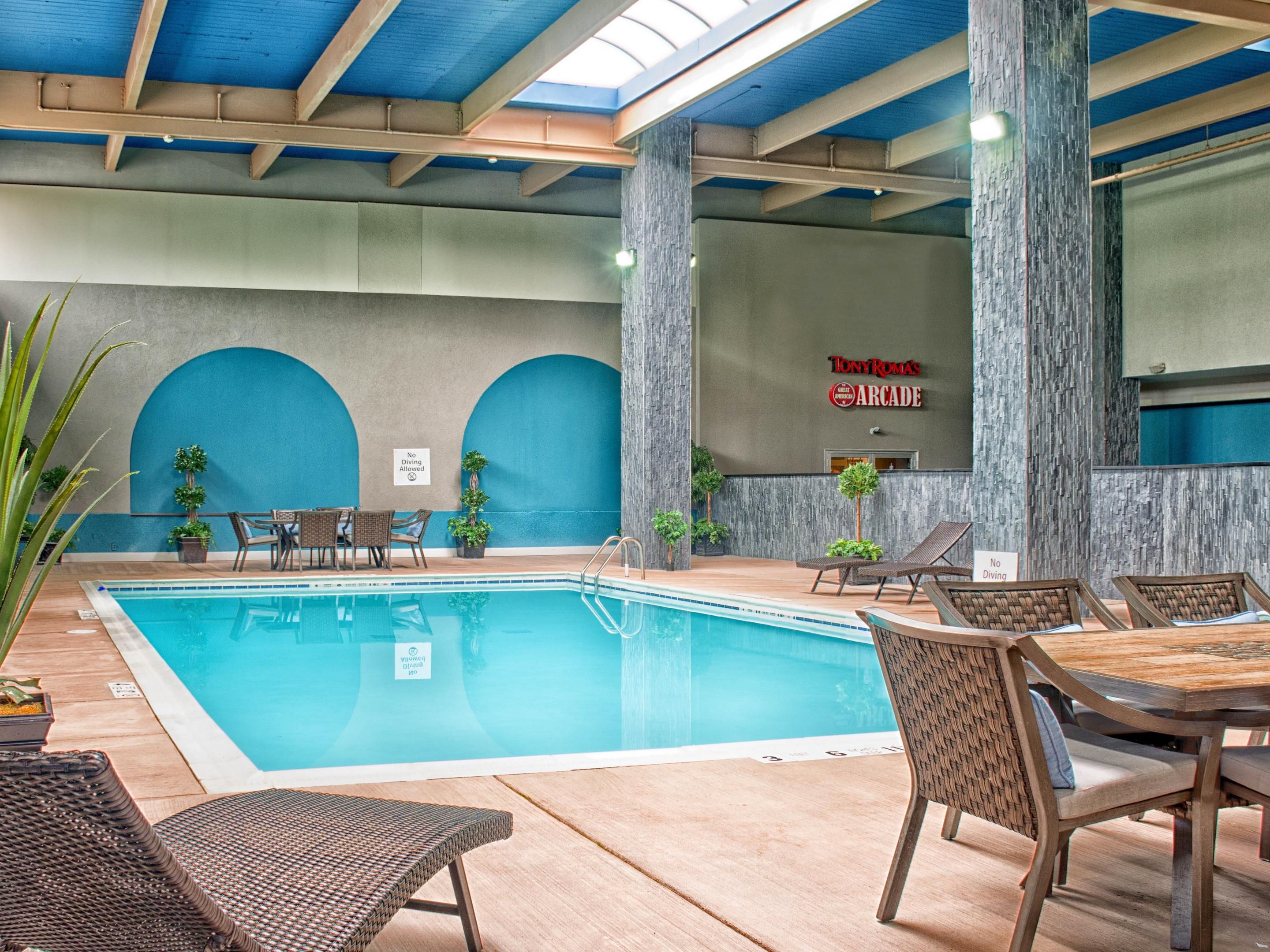 We offer a spacious indoor heated pool open daily from 8:00am - 11:00pm.