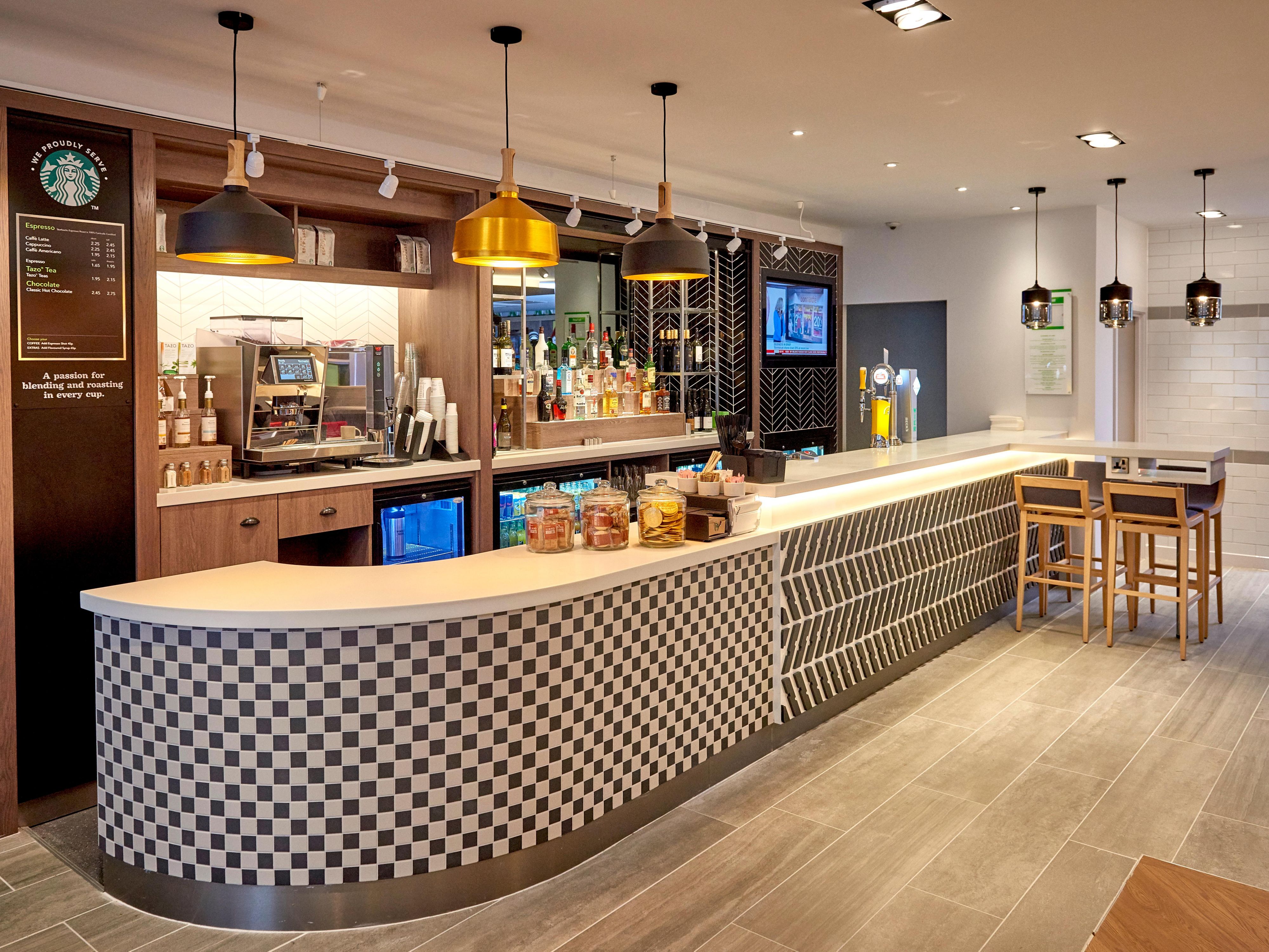 We proudly serve your favourite Starbucks fair-trade coffee, teas, hot chocolate and iced drinks in our Open Lobby in our Northampton hotel and it’s a great way to start the day. Pick up your favourite caffeine shot to take with you on your journey or rest awhile and enjoy a Latte or a tea to suit your mood. Enjoy your Starbucks the way you want.