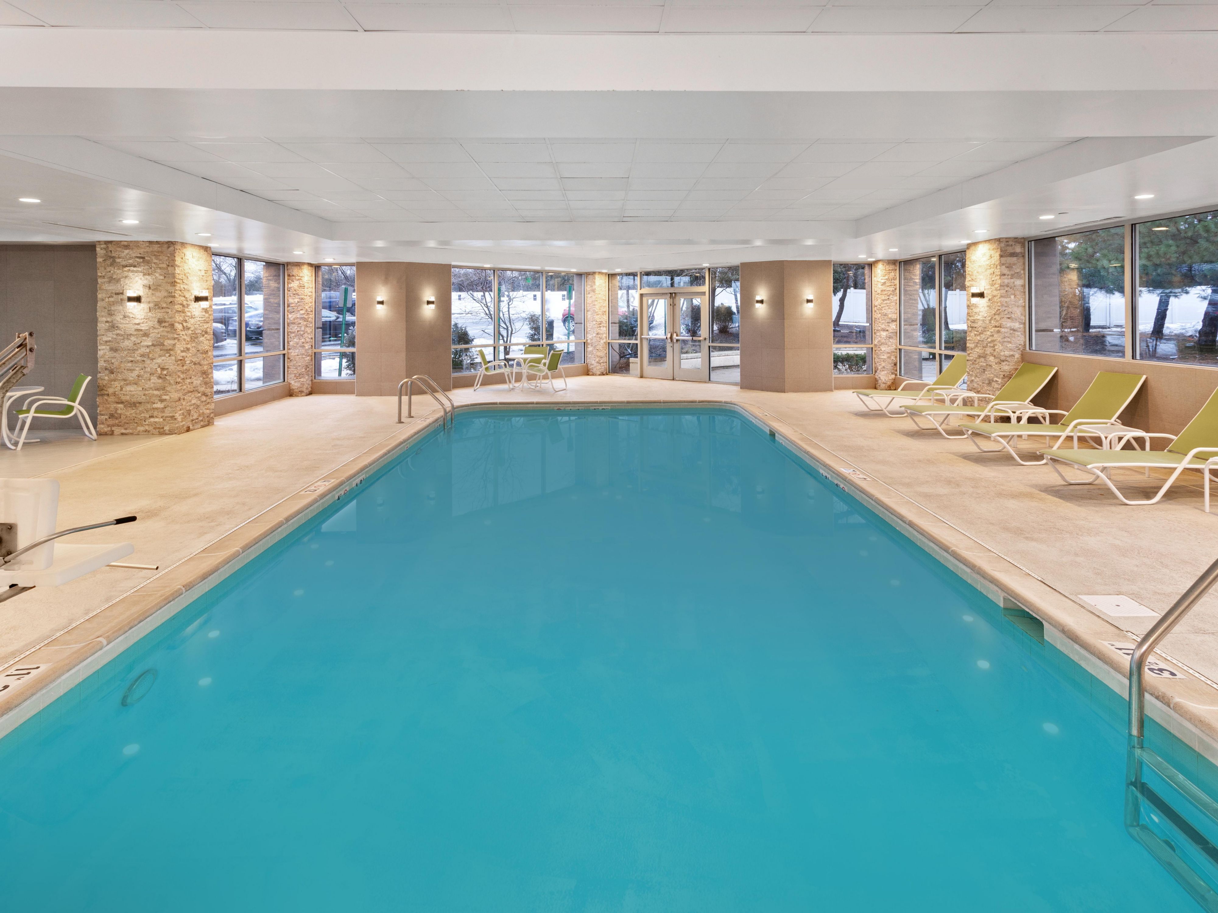 Conveniently open from morning to evening, our heated indoor pool is the perfect way to cool get your day started or to cool off and wind down your afternoon. Open to all registered hotel guests, this spacious and safe recreational offering is a one-of-a-kind amenity that is sure to please both solo swimmers and families alike!