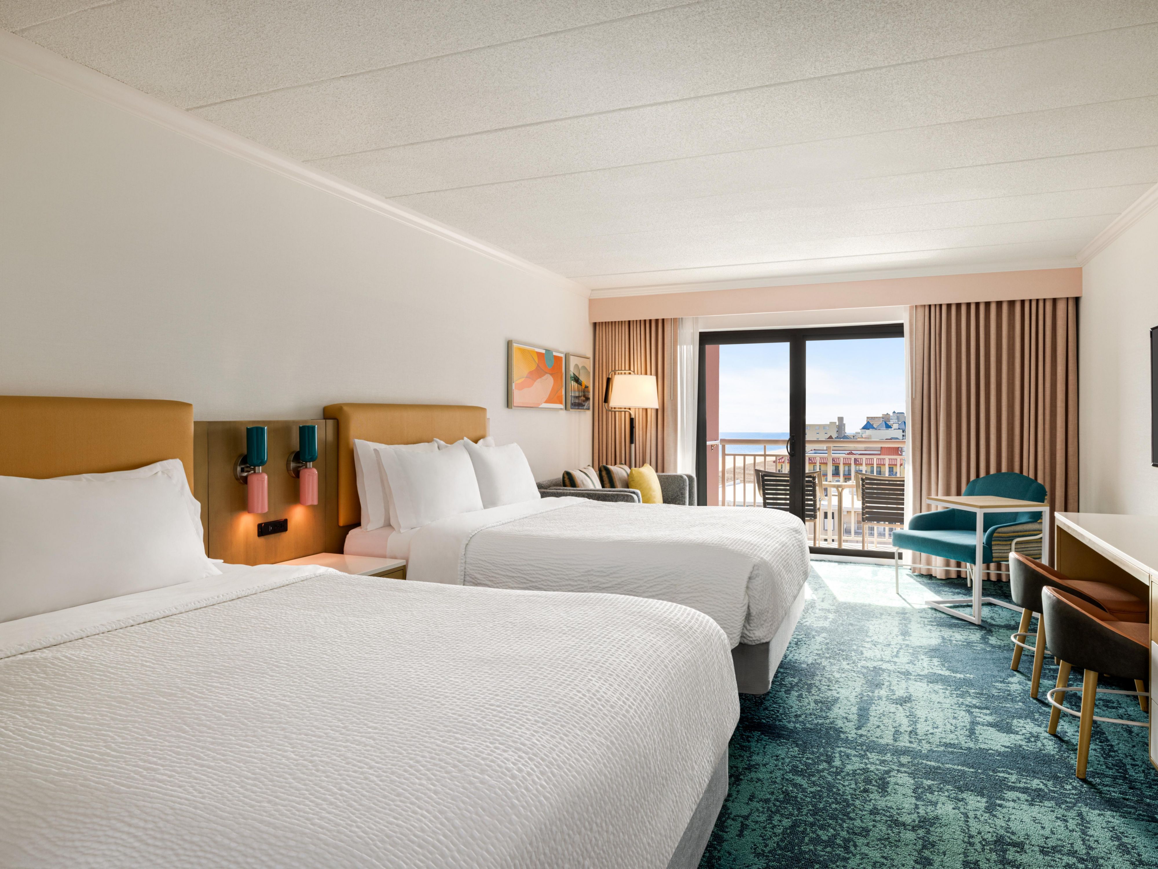 Enjoy the comfort and convenience of our guest rooms with fully equipped kitchenettes and private balconies. Each kitchenette features a microwave, refrigerator, and essential utensils so you can easily prepare snacks and meals. Ideal for extended stays and family fun, enjoy a vacation with a home-like vibe.