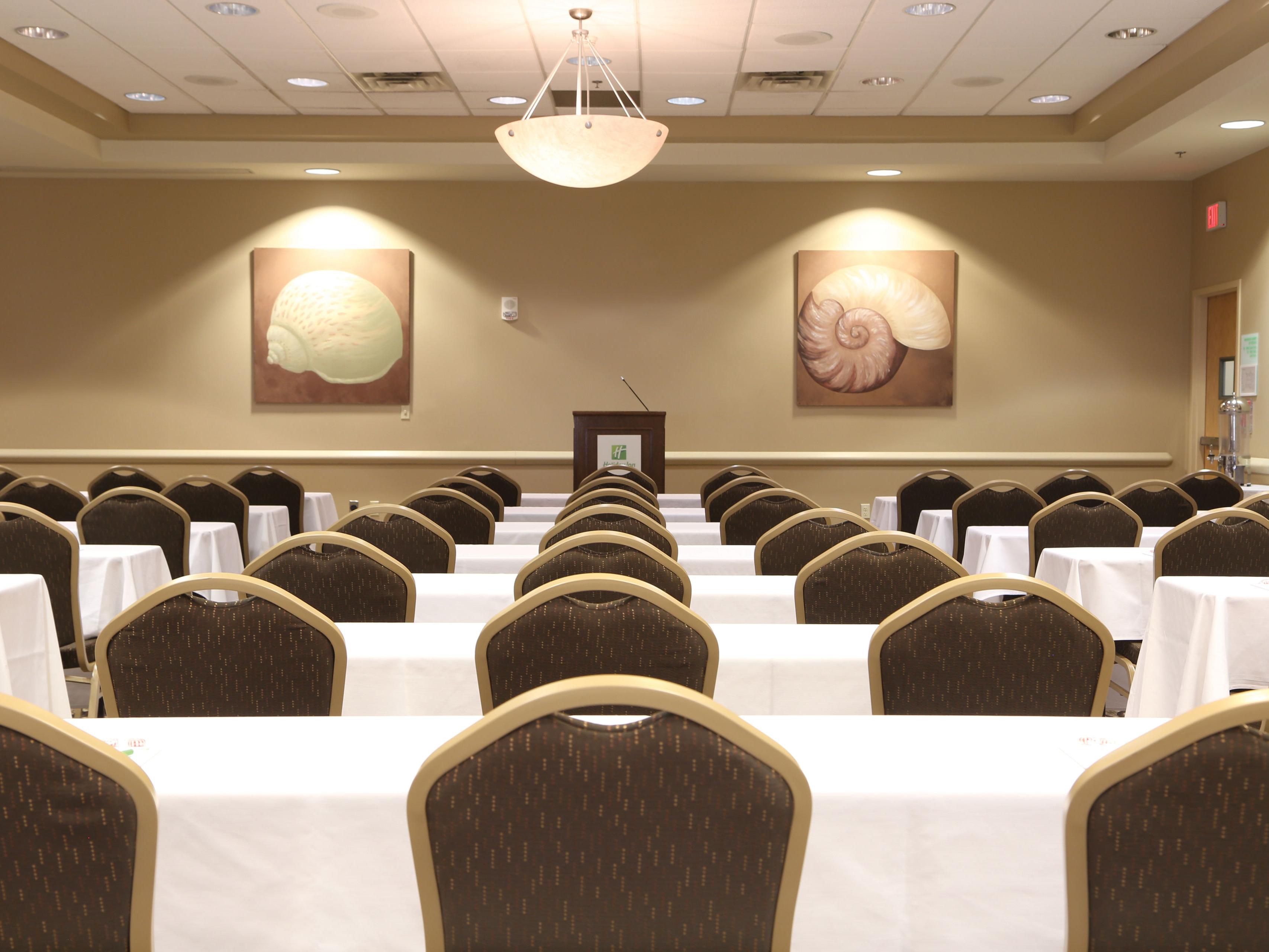 Our conference center accommodates up to 450 guests and features indoor and outdoor spaces, a pre-function lobby area, breakout rooms, and a stunning main ballroom. With personalized service, exquisite catering, and an ideal setting for any occasion, we guarantee the seamless success of your event.