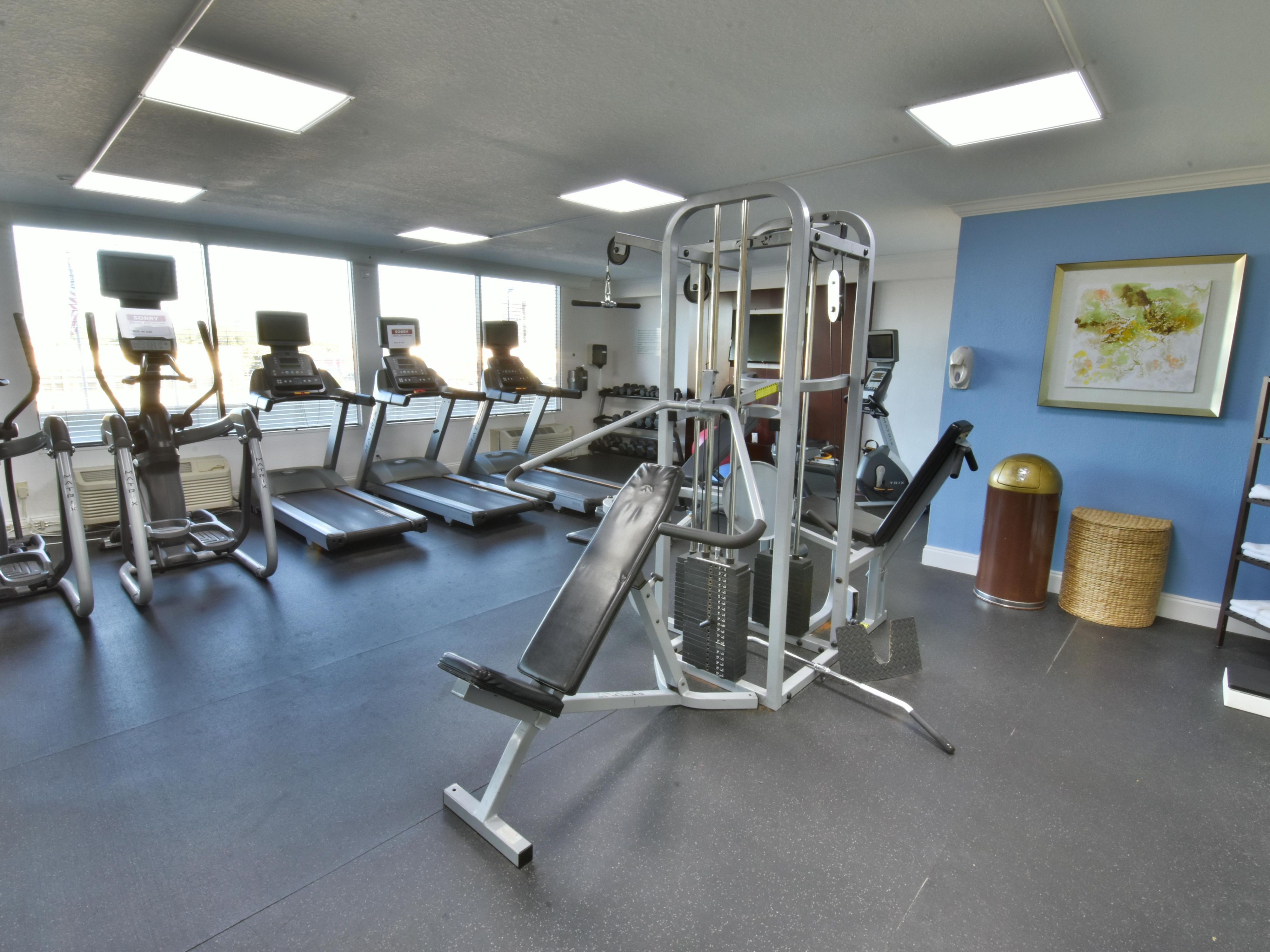 Stay active and energized in our fully equipped Fitness Center, open daily 6:00am - 10:00pm. Whether you prefer a cardio workout first thing in the morning or strength training with free weights in the evening, our Fitness Center features everything you need for a satisfying workout.