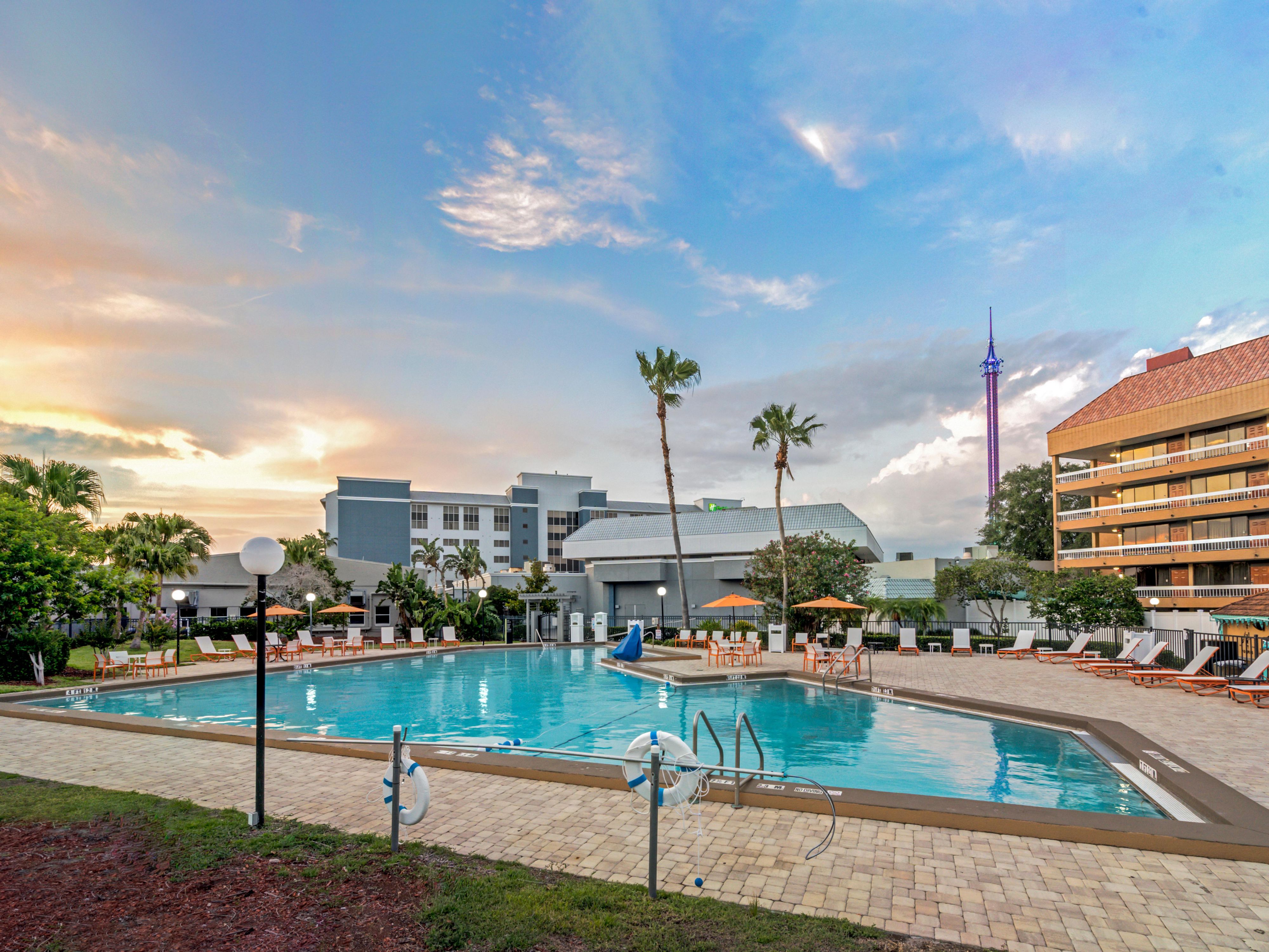 Enjoy a resort-style pool, Fitness Center, and meeting spaces that elevate your stay! We offer free parking, a theme park shuttle, and free Wi-Fi. Dine at Fusion Restaurant, where kids under 12 eat free, and enjoy complimentary access to the Rosen Aquatic & Fitness Center, available Monday through Saturday (closed on Sundays).