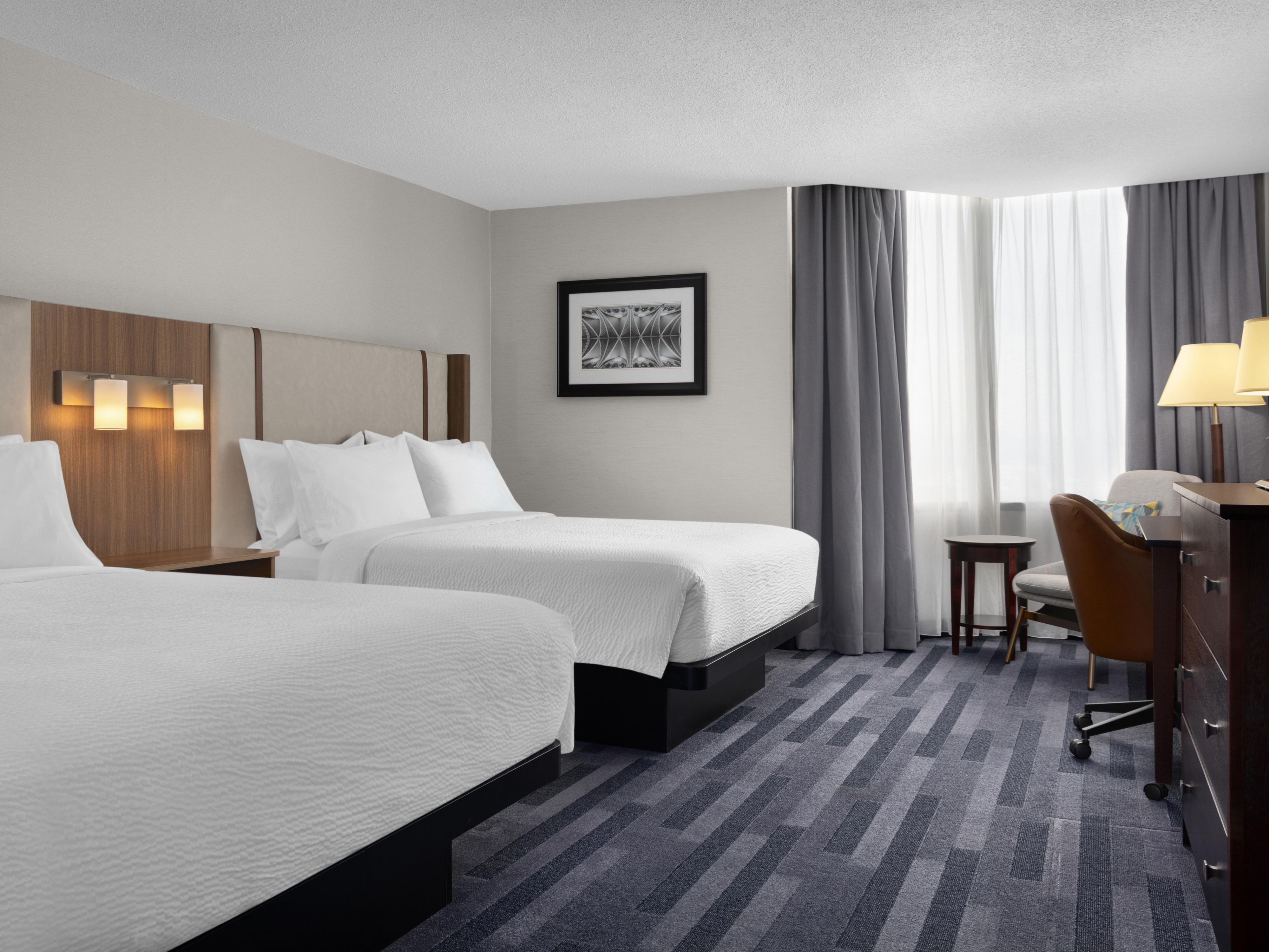 Rooms with two beds are ideal for traveling with family.