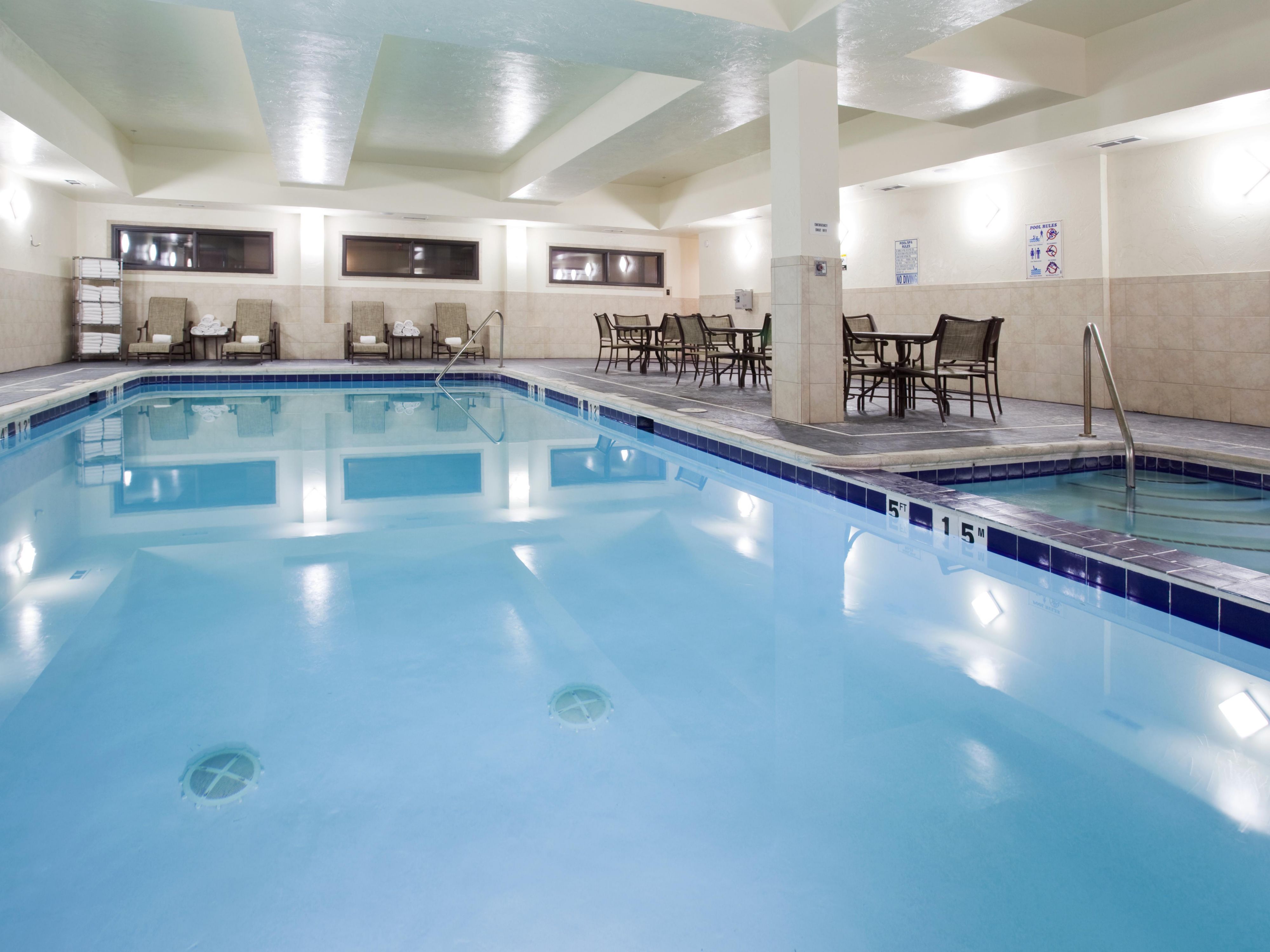 Enjoy the pool and Fitness Center at the Holiday Inn Parker. Pool hours: 5am-11pm
Fitness Center is open 24 hours.