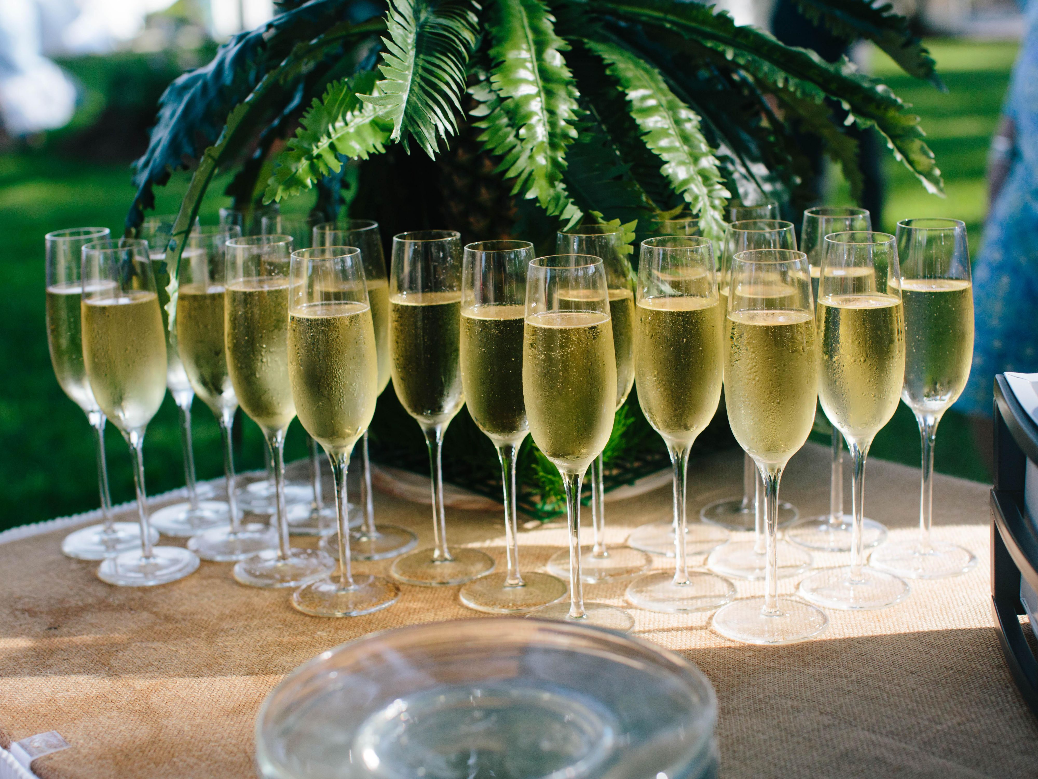 Flight of champagne glasses