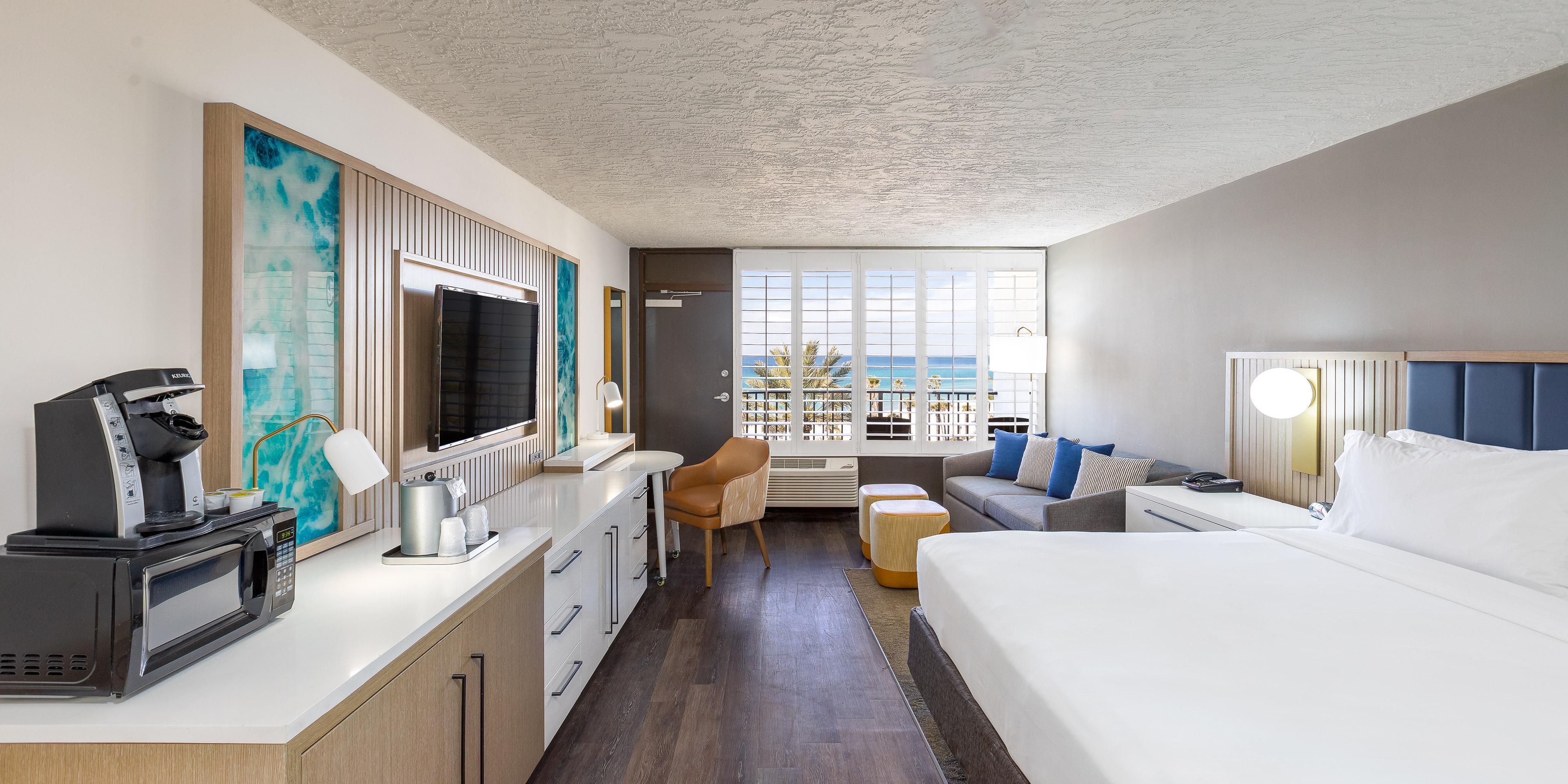 Book our King Bed Standard Sofa Bed with Oceanfront View.