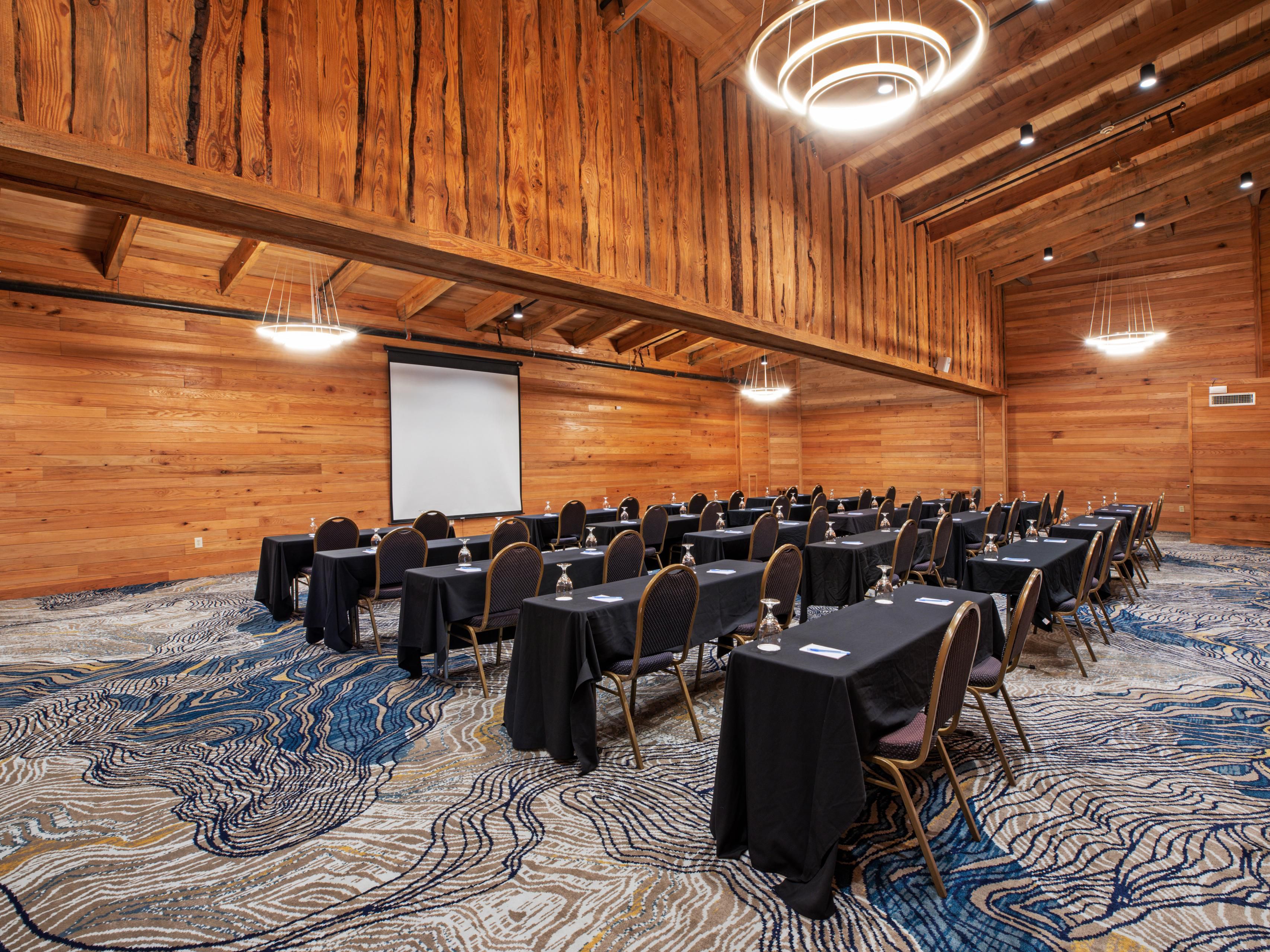Our Bastrop Space is another indoor option and is an excellent choice. It is a cozy and intimate space accommodating up to 150 guests. Its high ceilings and natural light make it perfect for small, medium-sized events.