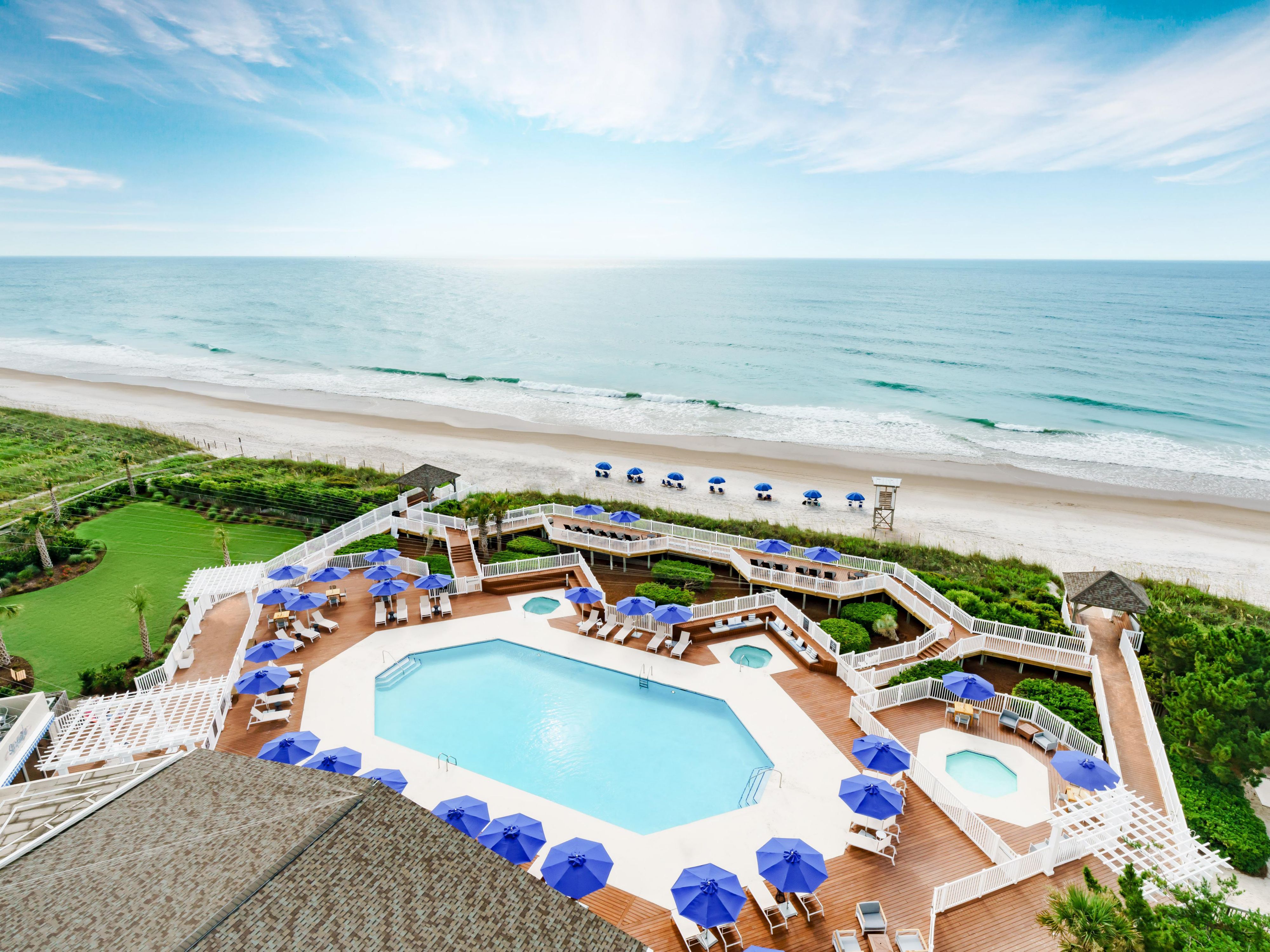 Our oceanfront resort offers guests the option to rent beach chairs and umbrellas. If you're taking a break from the beach, enjoy one of our 3 indoor and outdoor pools or hot tubs.