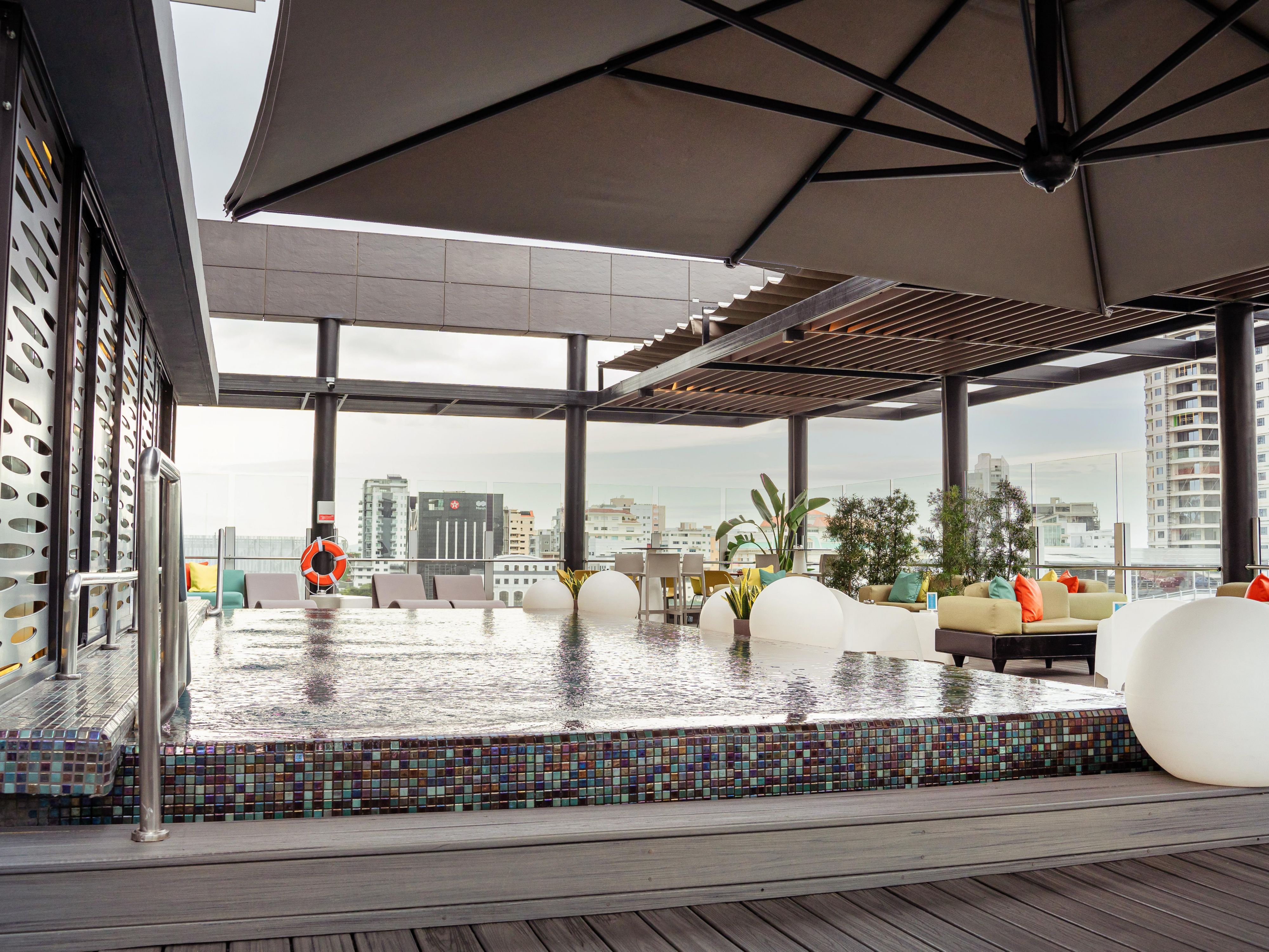 Swimming pool at our rooftop with amazing views