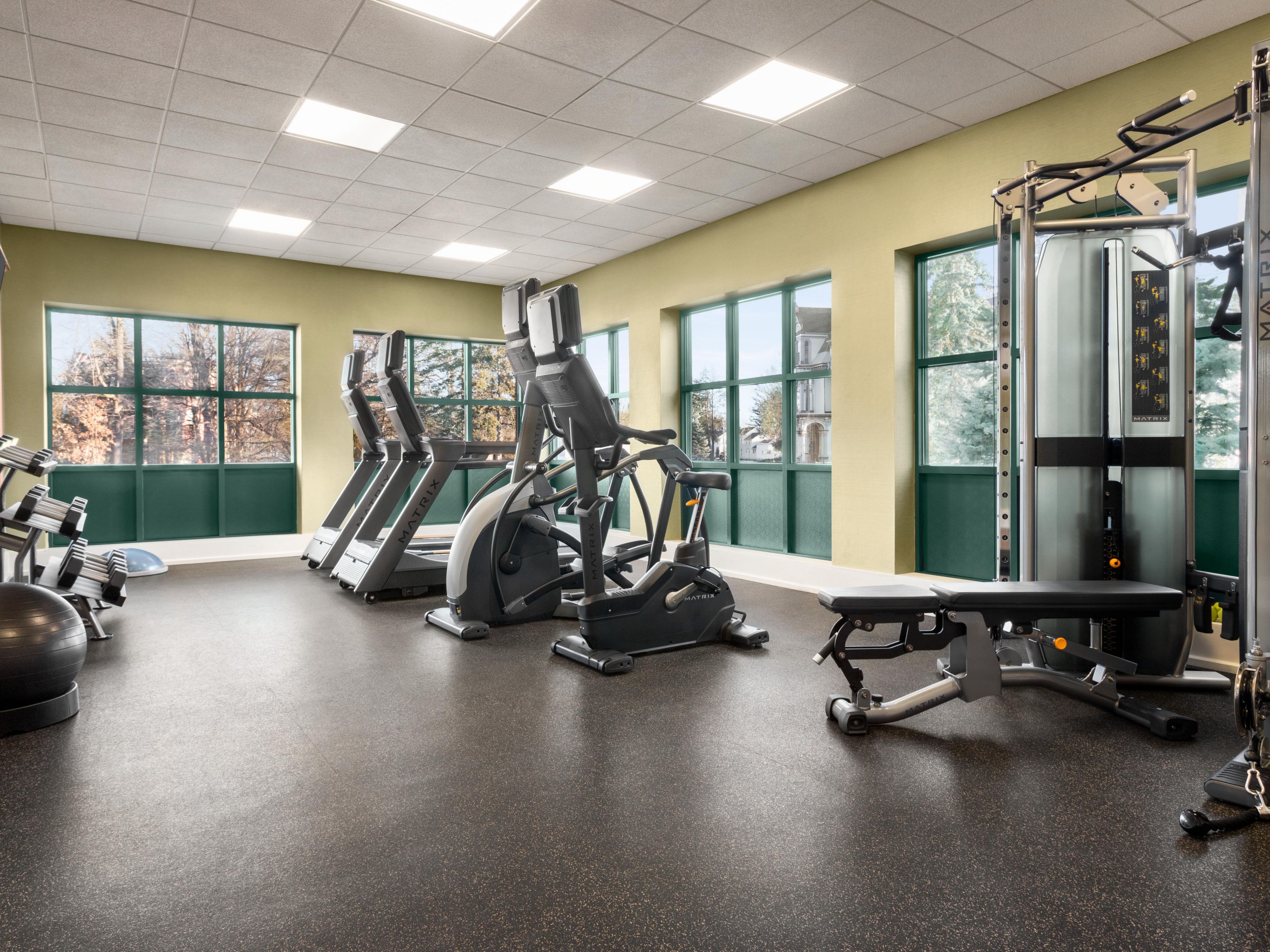 Revitalize your fitness routine at our modern facility! Equipped with top-notch training gear like ellipticals, free weights, bikes, and treadmills, our hotel gym offers a dynamic workout experience tailored to your needs.