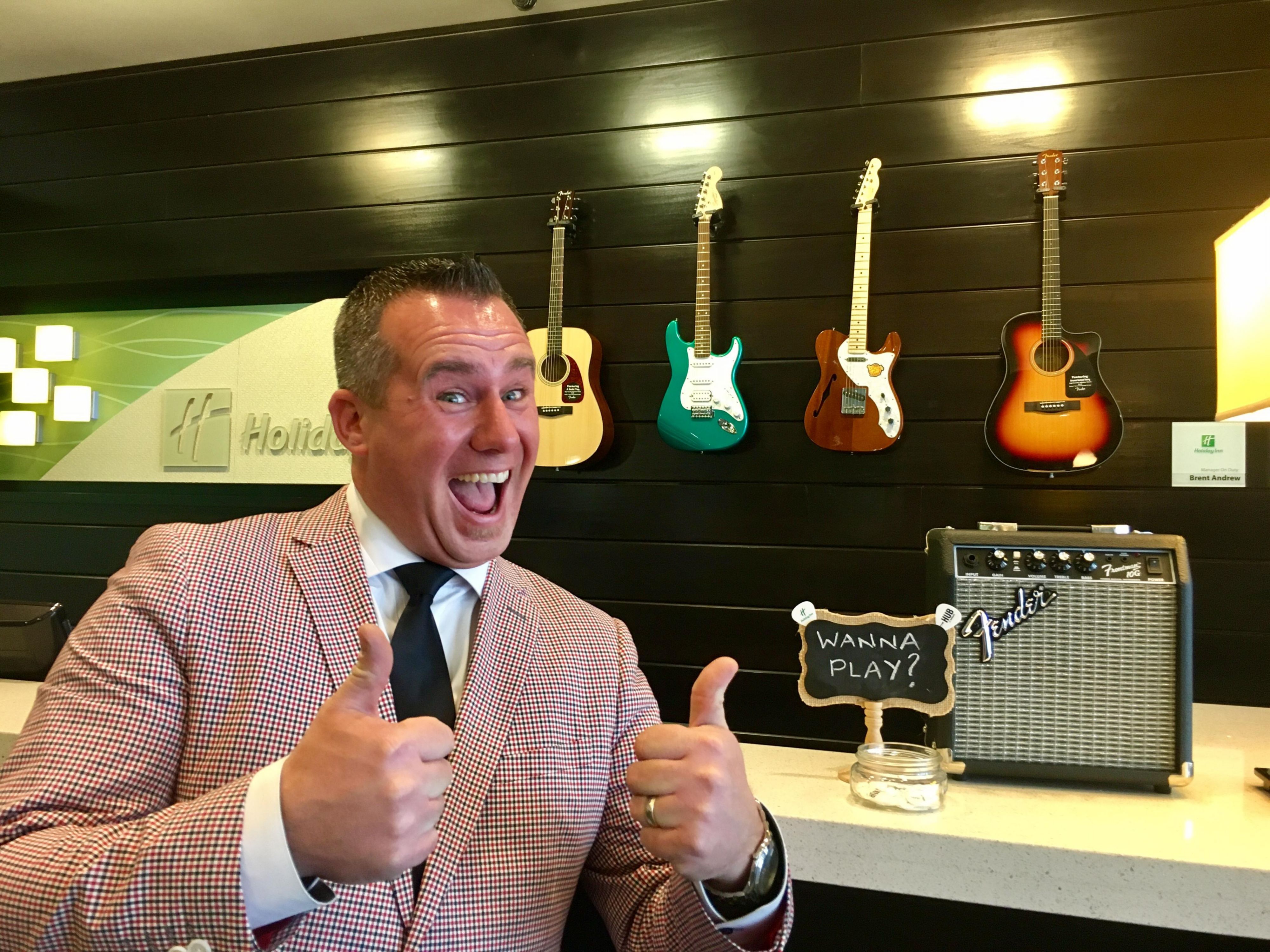 We’ve partnered with Fender Guitars to provide all our hotel guests with the unique opportunity to borrow one of our four Fender guitars at any time during their stay with us. With two acoustic guitars and two electric guitars, we’ve got all the things you need to help pass the time and practice your strumming skills.