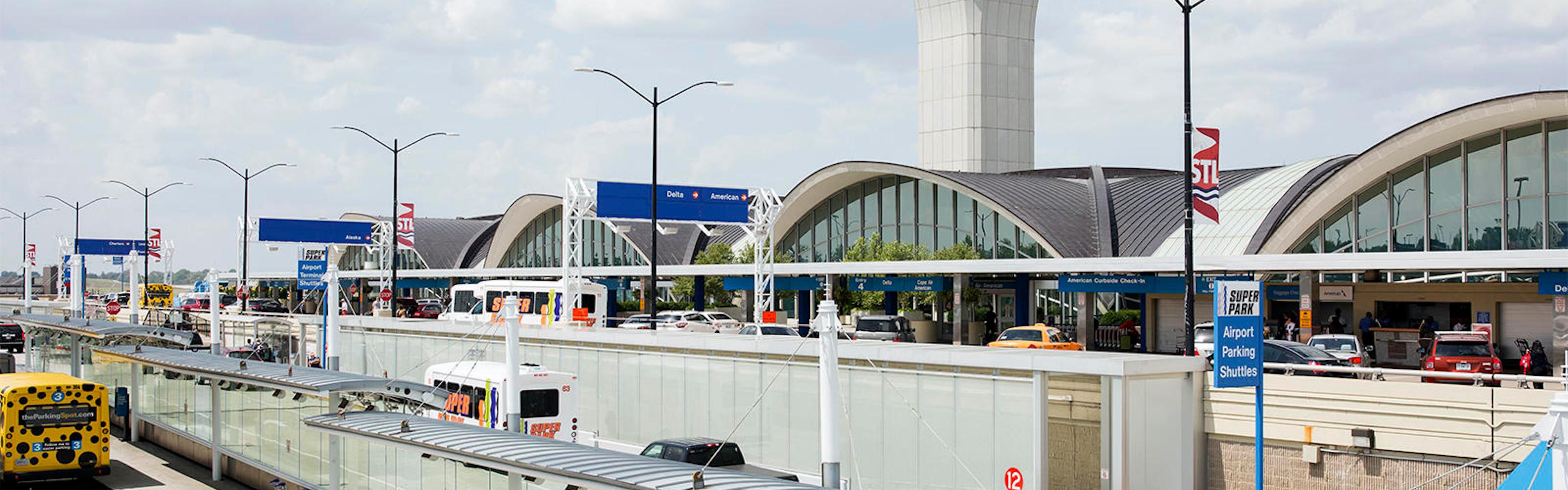 Planes line up at St. Louis Lambert International Airport.