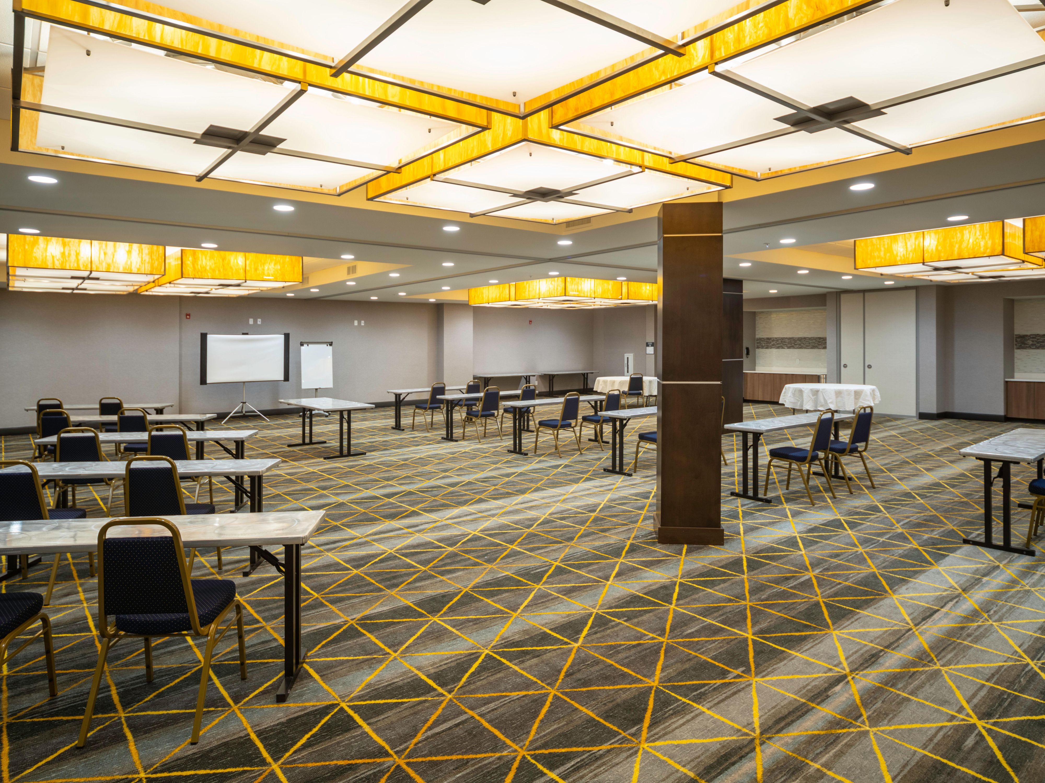 Host meetings and gatherings in our versatile ballroom, spanning 3,100 sq ft and divisible into four meeting spaces for up to 224 guests. For smaller meetings, opt for our boardroom. Equipped with audiovisual equipment and catering services, we turn ordinary gatherings into extraordinary events!