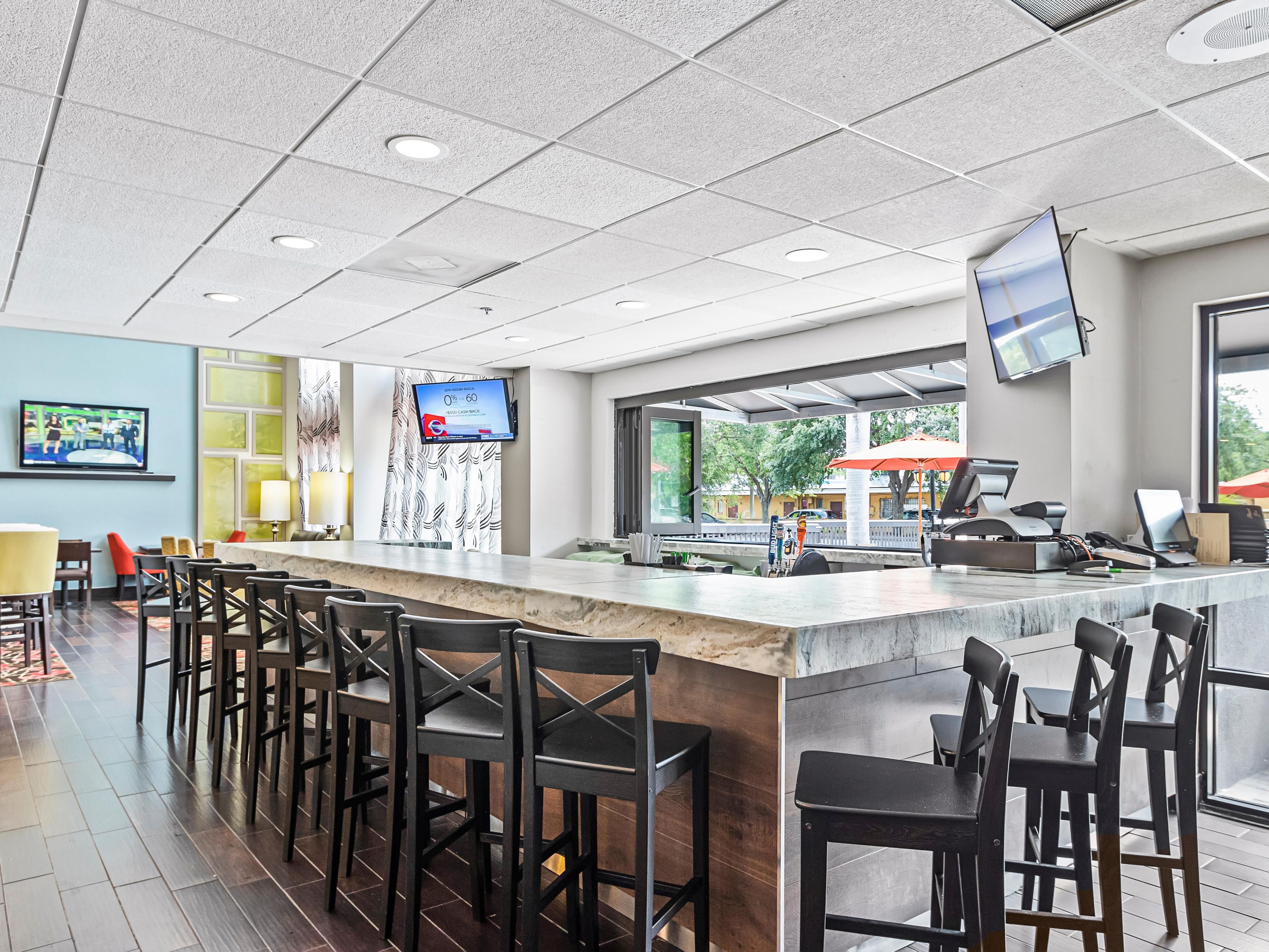 Stay In and Dine In with us!  We are open for breakfast daily from 6:30am-10:00am and dinner daily from 5:00pm-10:00pm.  Kids under 11 always eat free