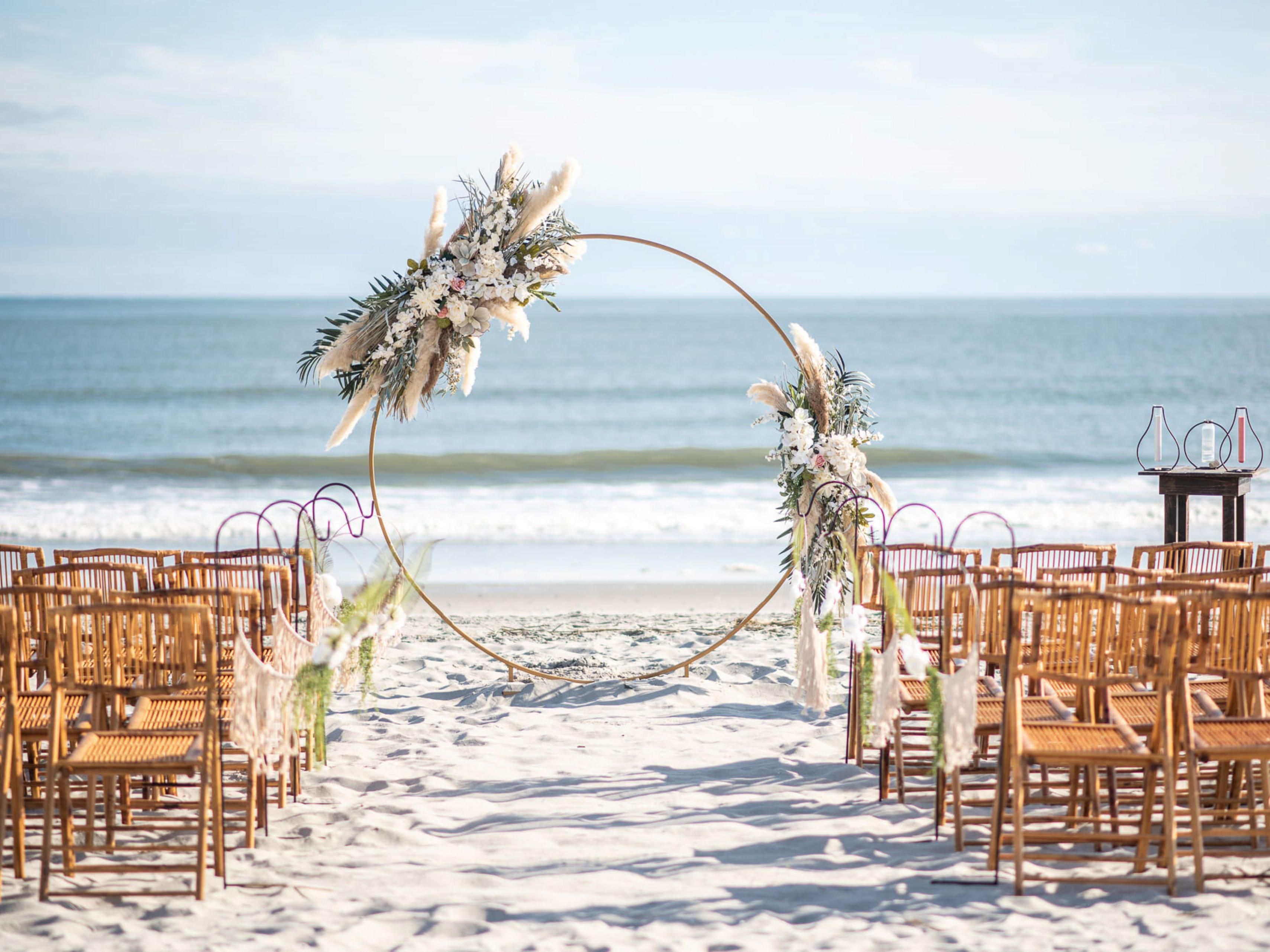 Envision your dream wedding in a destination that reflects the natural beauty of your love. A wedding on the soft sands of Surfside Beach at our oceanfront hotel, located near Myrtle Beach and Garden City along South Carolina’s Atlantic coast, will have your friends and family saying “I Do” to join the celebration of your big day.