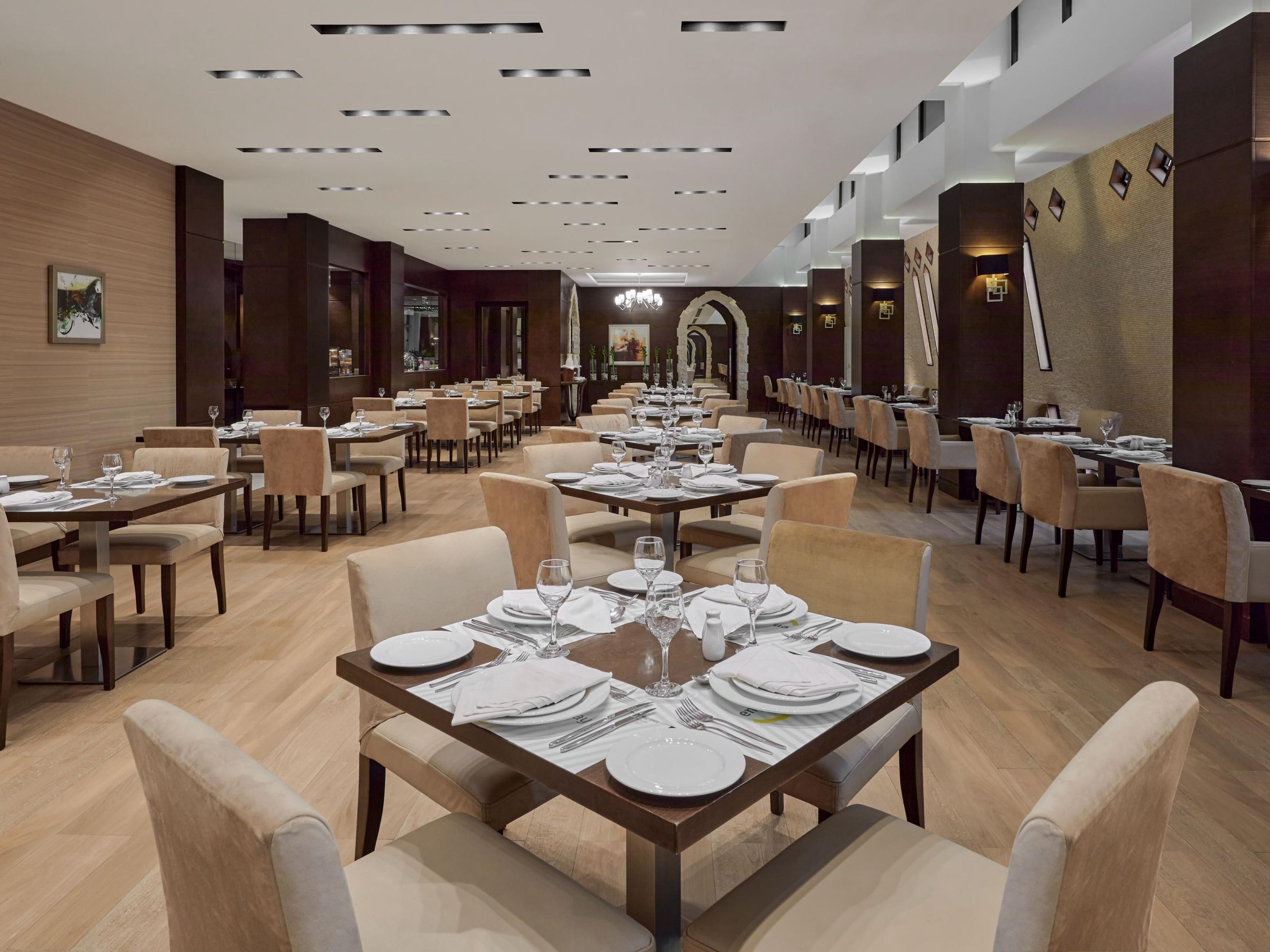 Join us at Al Walima Restaurant for a delightful dining experience; Ideal for the whole family, our restaurant offers a lively atmosphere and a diverse menu, including traditional and contemporary dishes to satisfy every palate, as well as a range of scrumptious desserts. Enjoy our exceptional service with your loved ones.