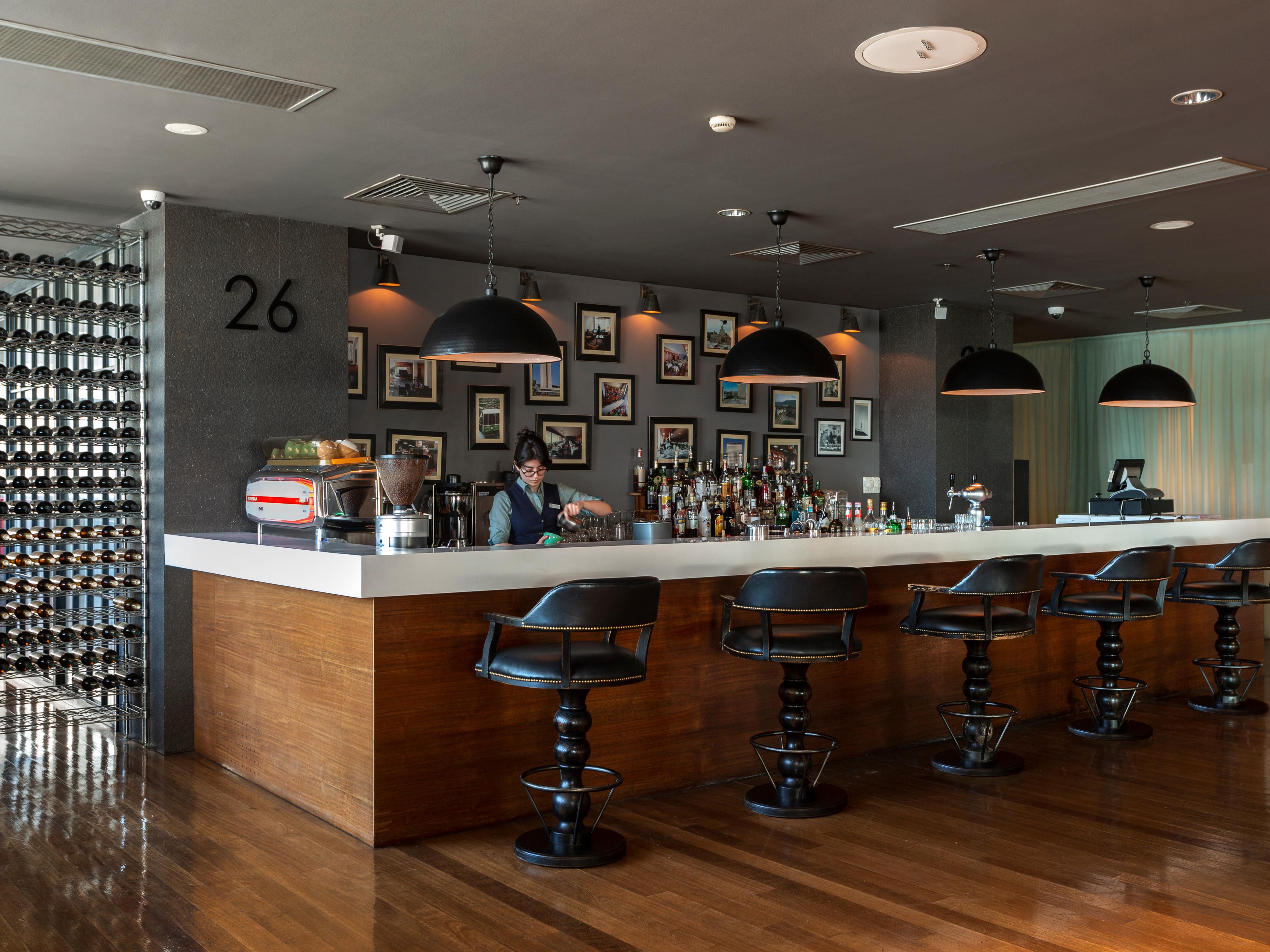 The area designated for daytime co-working and evening refreshments.