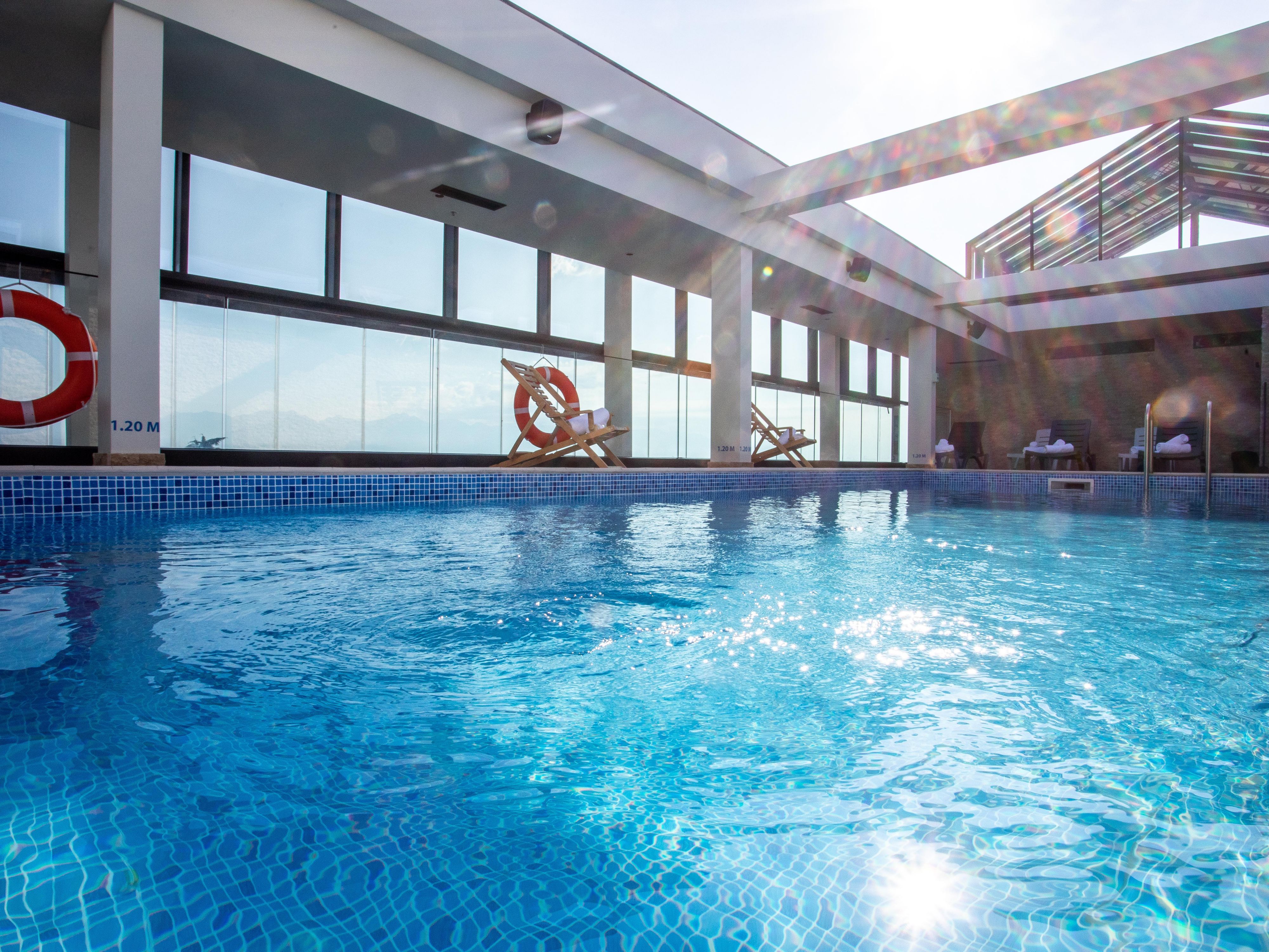 HI Telavi services include a fantastic heated indoor pool, that will complete the perfect stay at any season of the year.
For sports lovers, we invite you to use the fitness center, fully equipped with first-class cardio and strength equipment: Treadmill, Stationary Bicycle, Free Weights, Elliptical Machines.